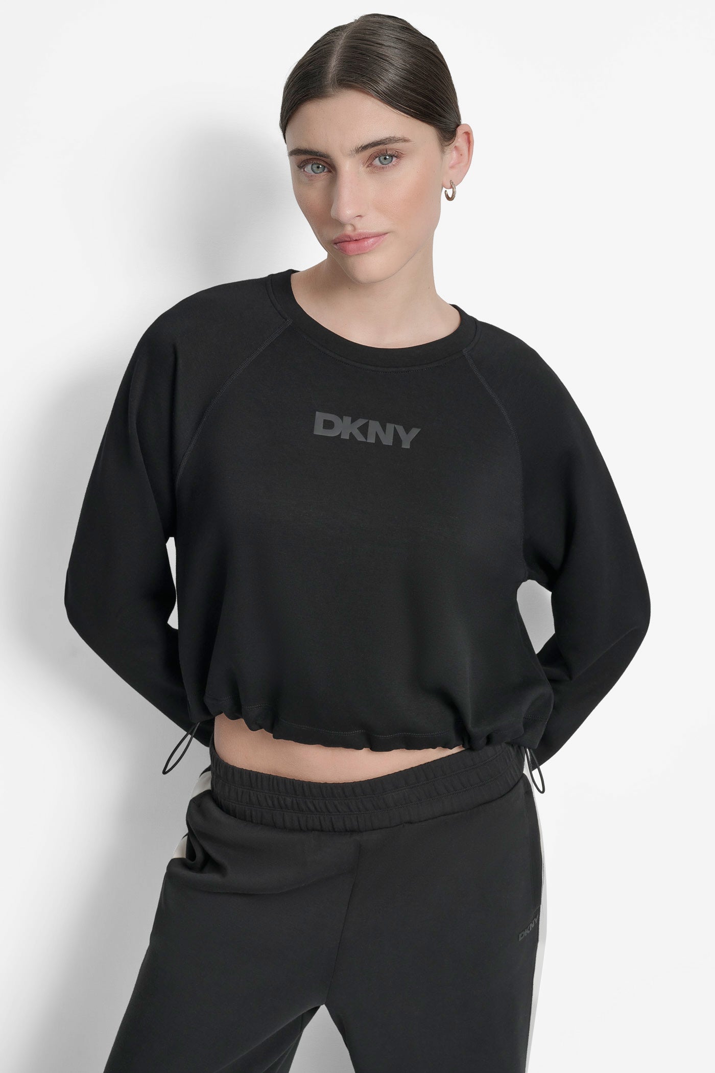 CROPPED DRAWSTRING-HEM SWEATSHIRT VIEW 1 CROPPED DRAWSTRING-HEM SWEATSHIRT VIEW 1