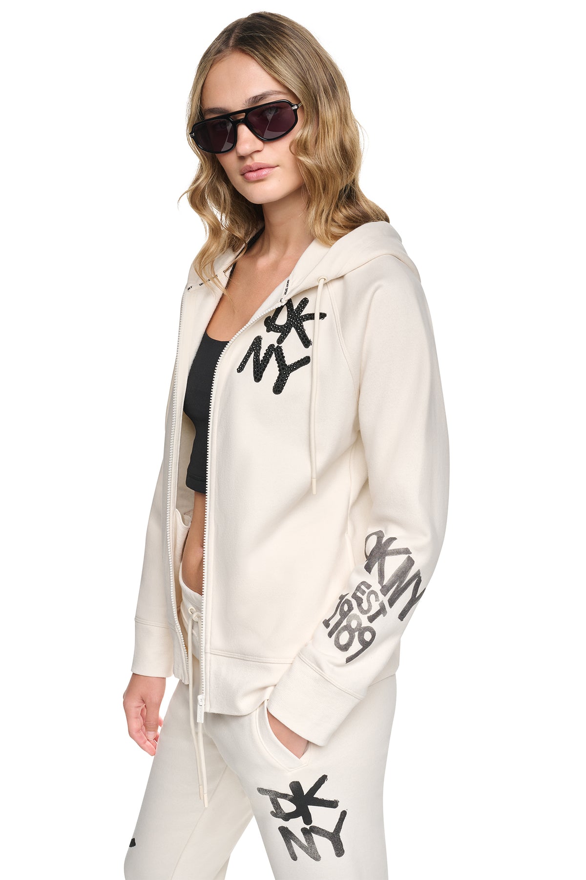GRAFFITI RHINESTONE FULL-ZIP HOODIE VIEW 2