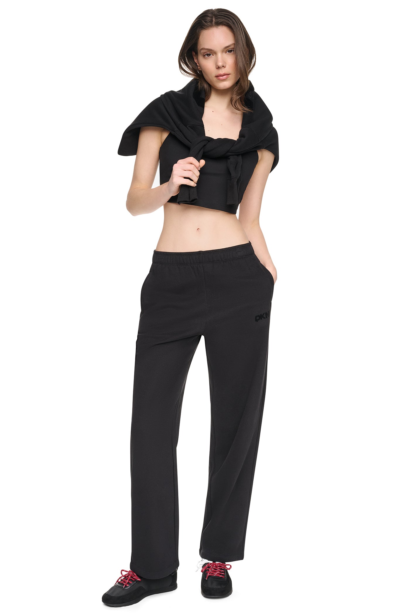 HIGH RISE FLOCKED LOGO RELAXED PANT View 1 | All Products HIGH RISE FLOCKED LOGO RELAXED PANT View 1 | All Products