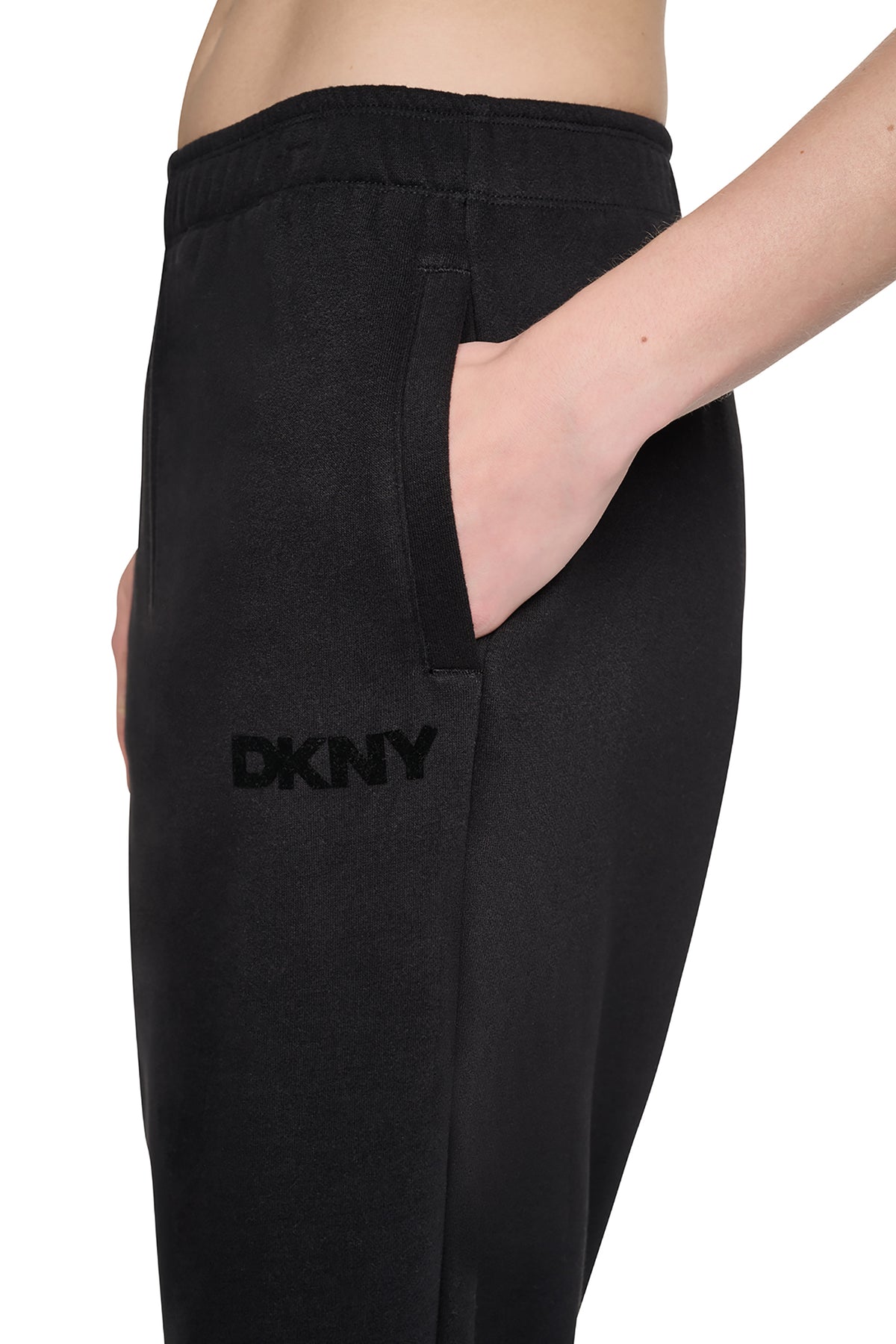 HIGH RISE FLOCKED LOGO RELAXED PANT VIEW 2