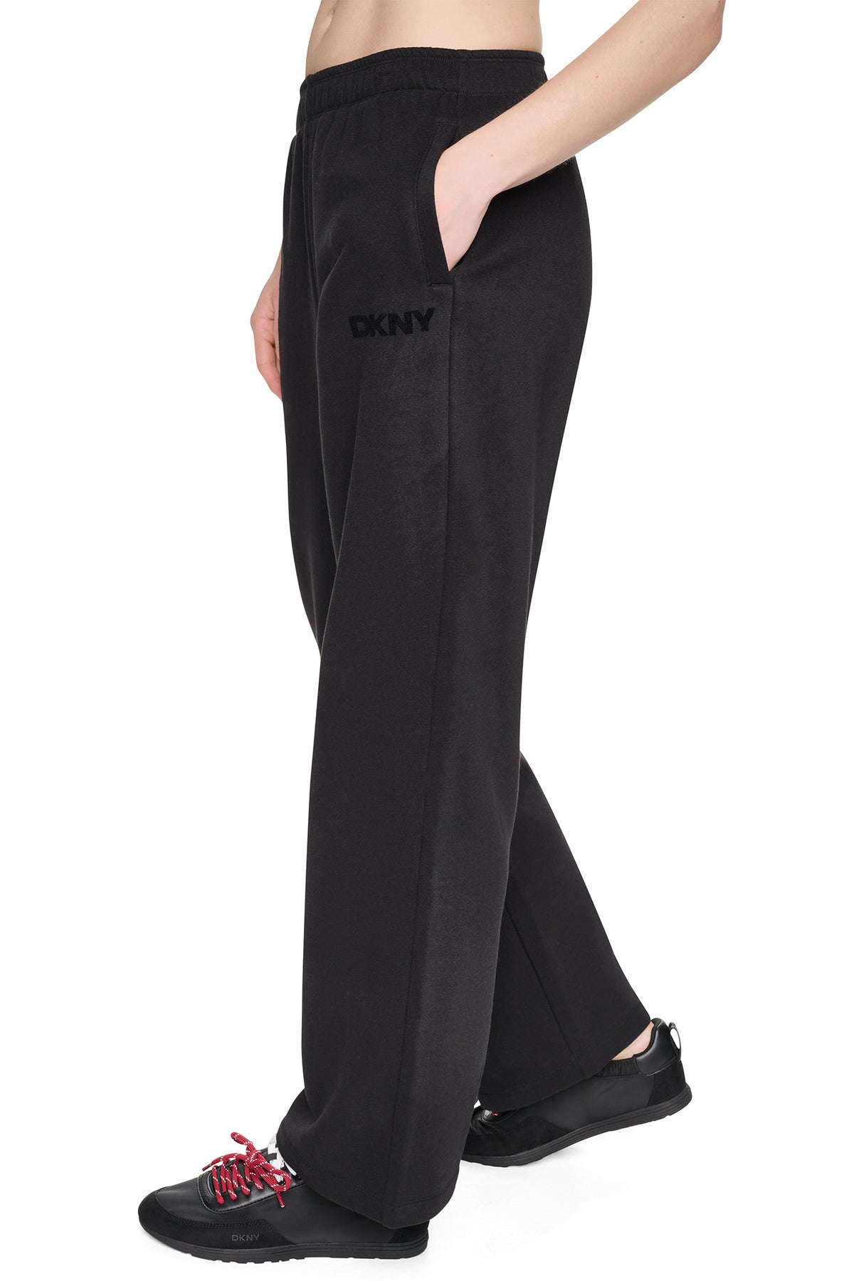 HIGH RISE FLOCKED LOGO RELAXED PANT VIEW 2