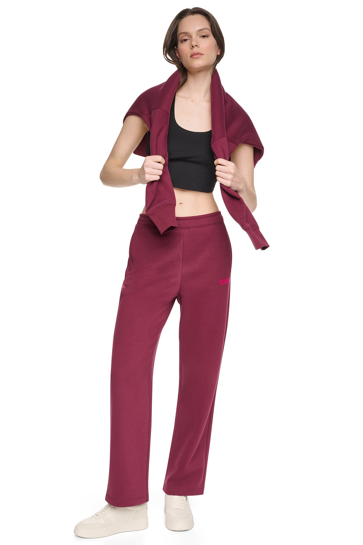 HIGH RISE FLOCKED LOGO RELAXED PANT VIEW 2
