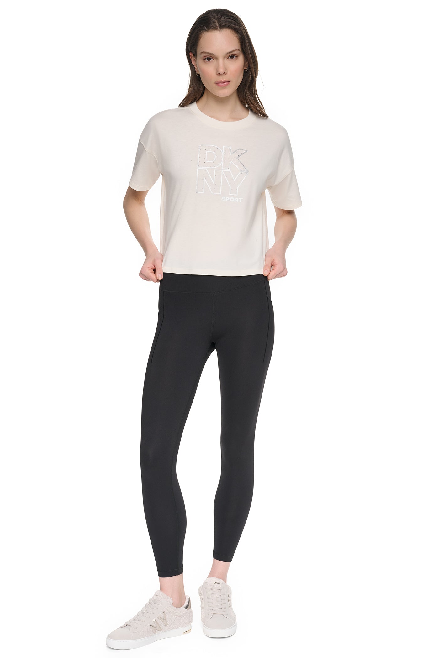 CROPPED CRYSTAL STACKED LOGO TEE View 2 | Gifts Under $100 CROPPED CRYSTAL STACKED LOGO TEE View 2 | Gifts Under $100