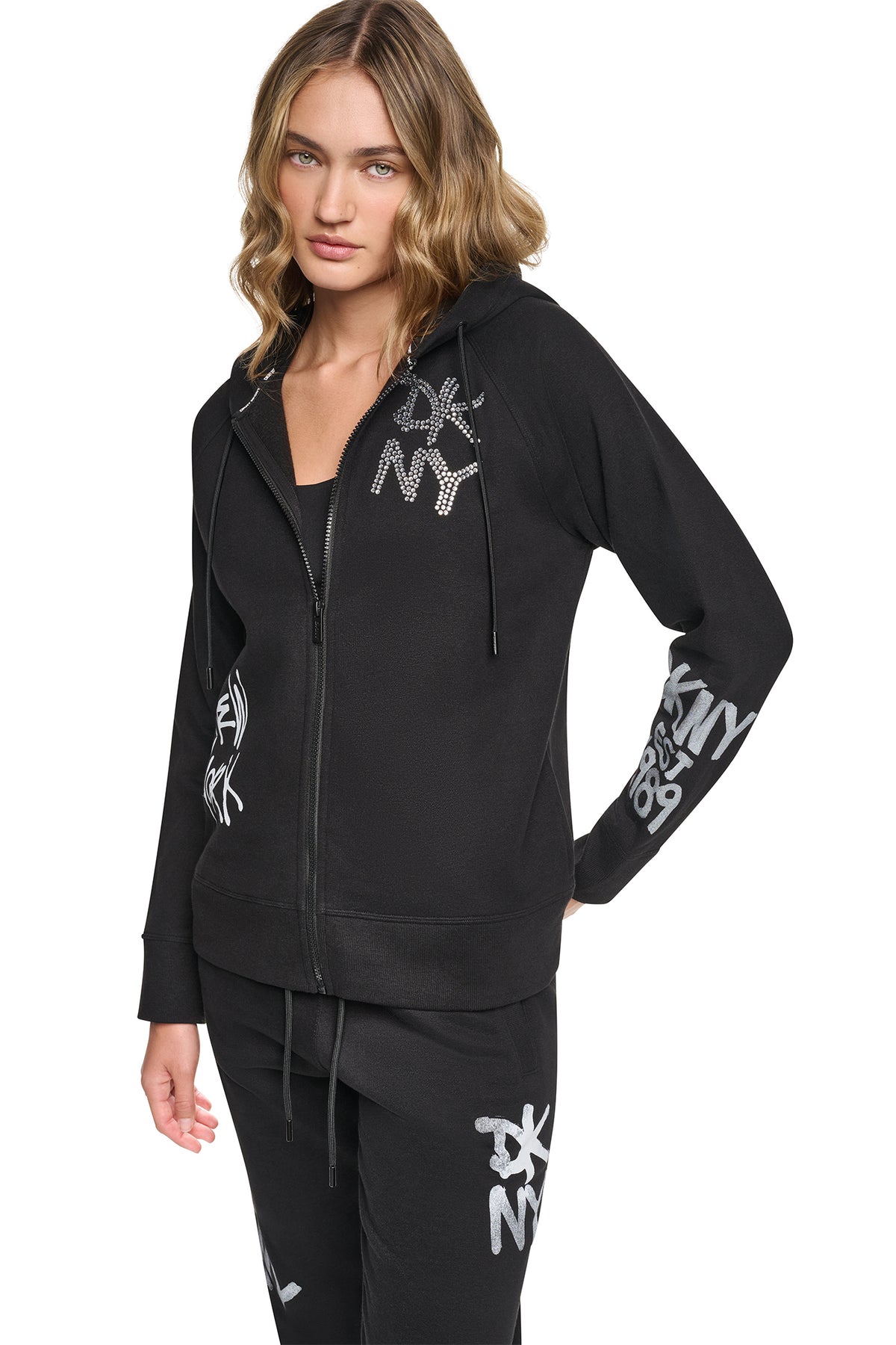 GRAFFITI RHINESTONE FULL-ZIP HOODIE VIEW 2