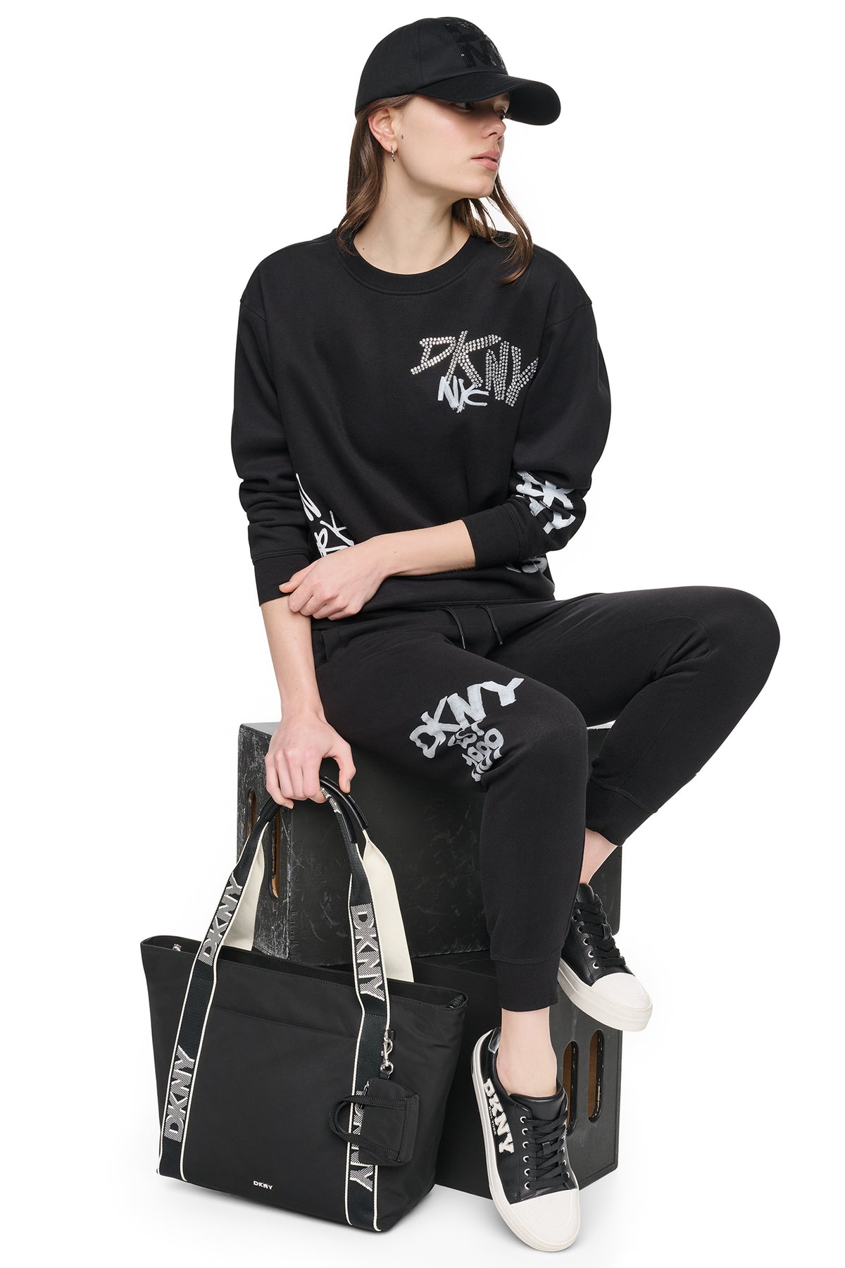 MID-RISE GRAFFITI RHINESTONE LOGO JOGGER VIEW 2