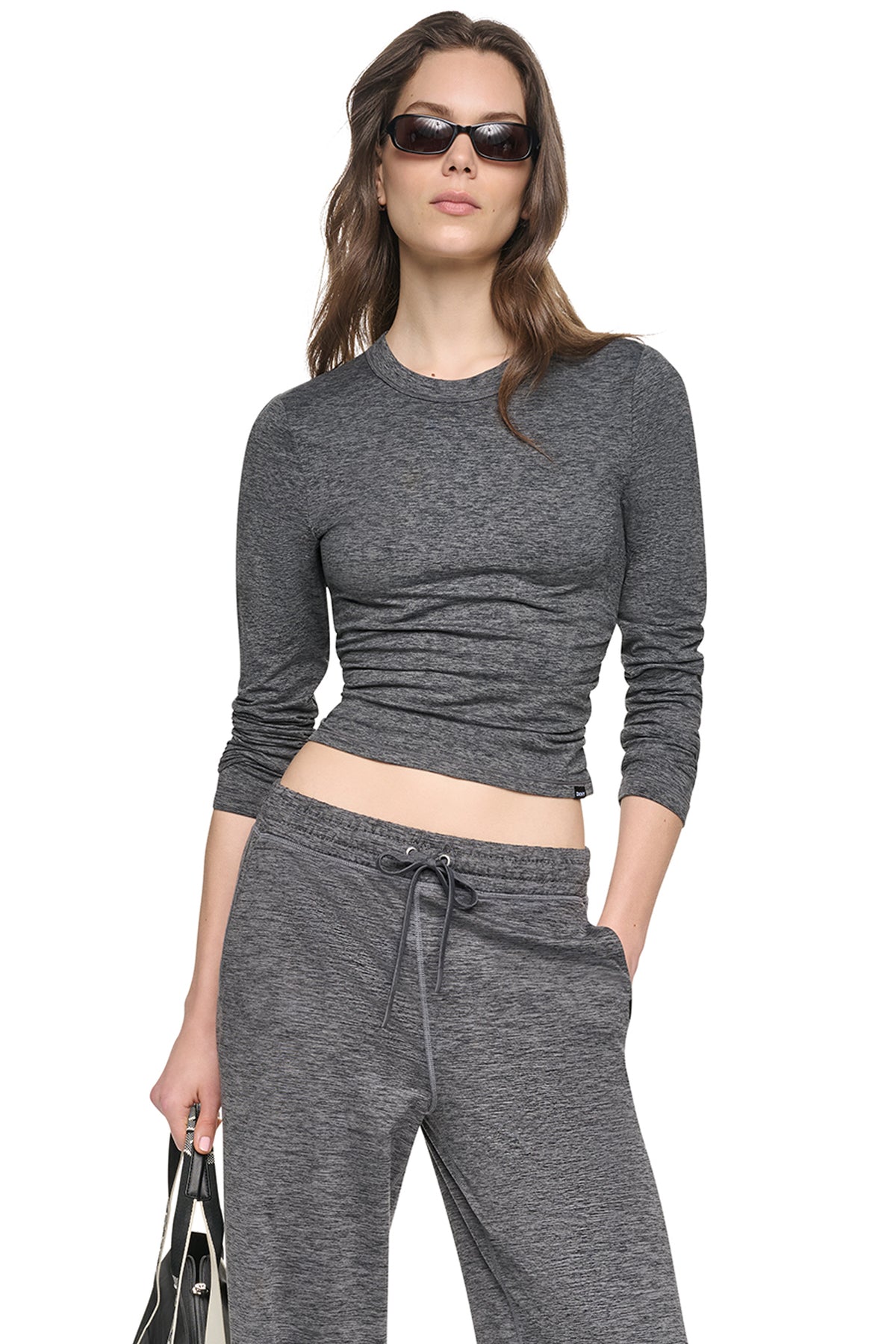 LONG SLEEVE SPACEDYE RUCHED TOP View 1 | Weekend Event 40% off Select Styles LONG SLEEVE SPACEDYE RUCHED TOP View 1 | Weekend Event 40% off Select Styles