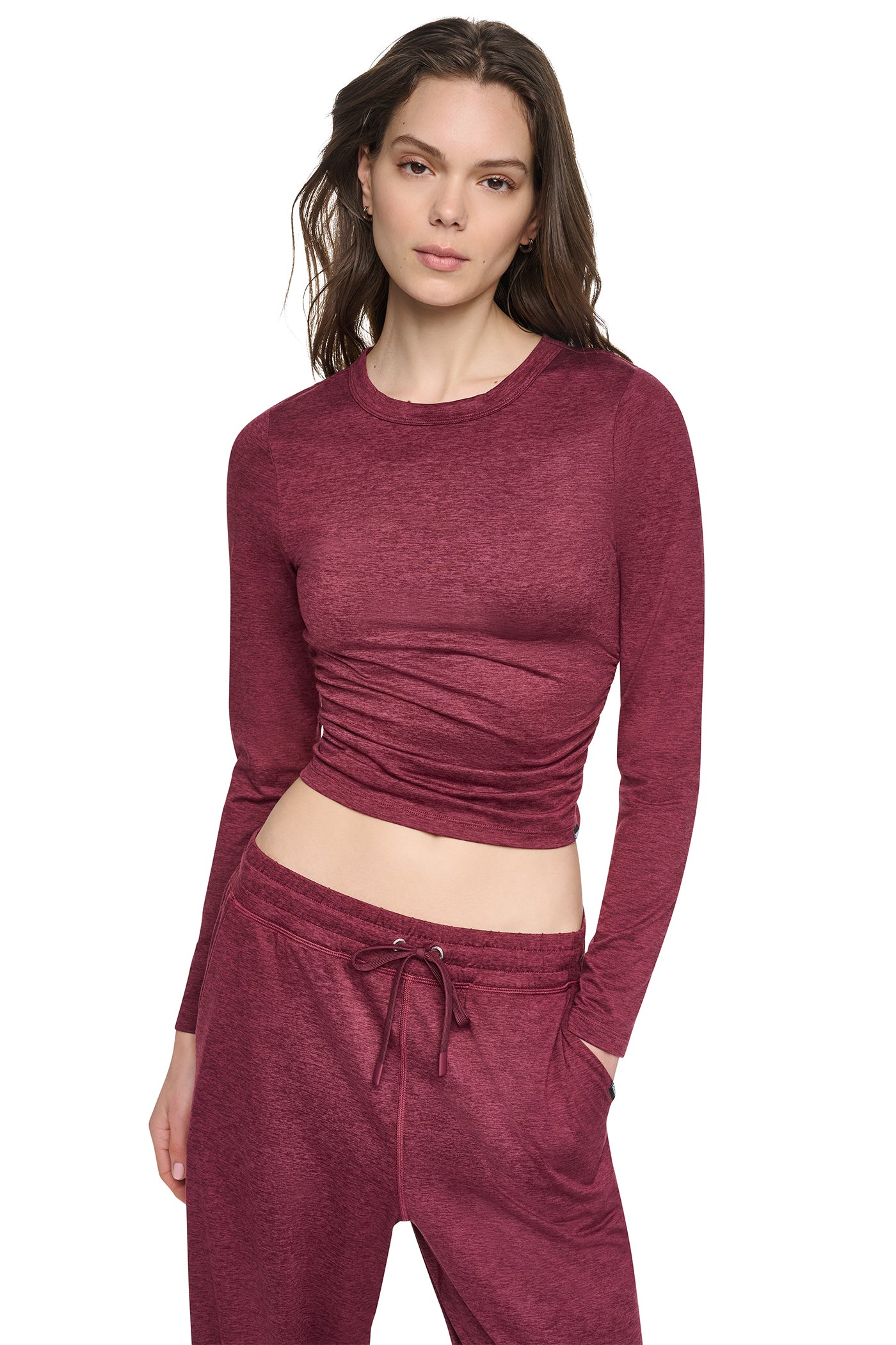 LONG SLEEVE SPACEDYE RUCHED TOP View 2 | Gifts Under $100 LONG SLEEVE SPACEDYE RUCHED TOP View 2 | Gifts Under $100