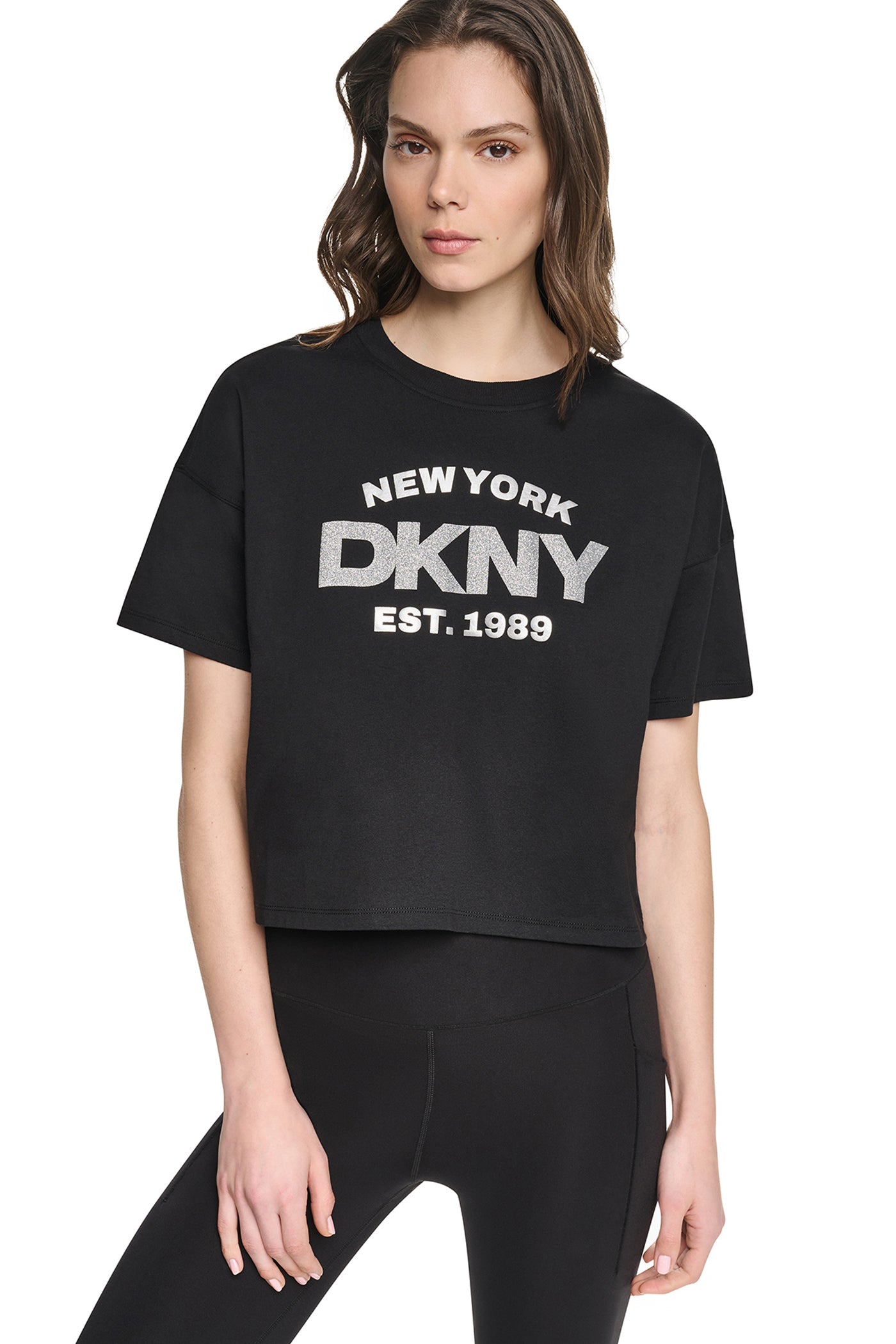 CROPPED METALLIC LOGO TEE View 1 | Gifts Under $100 CROPPED METALLIC LOGO TEE View 1 | Gifts Under $100