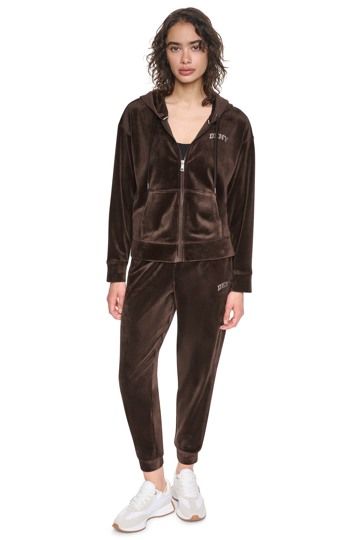 VARSITY VELOUR RHINESTONE LOGO FULL ZIP HOODIE VIEW 2