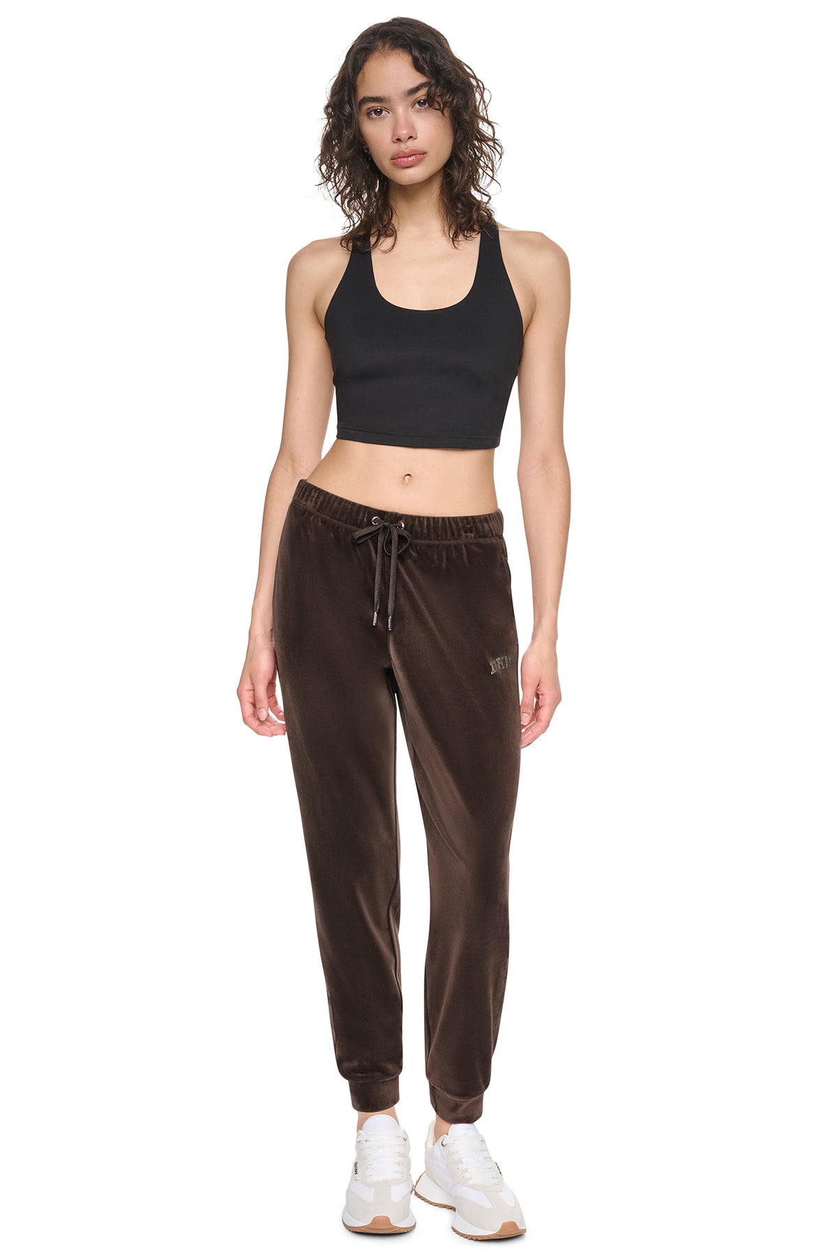 VARSITY VELOUR RHINESTONE LOGO MID-RISE JOGGER VIEW 2