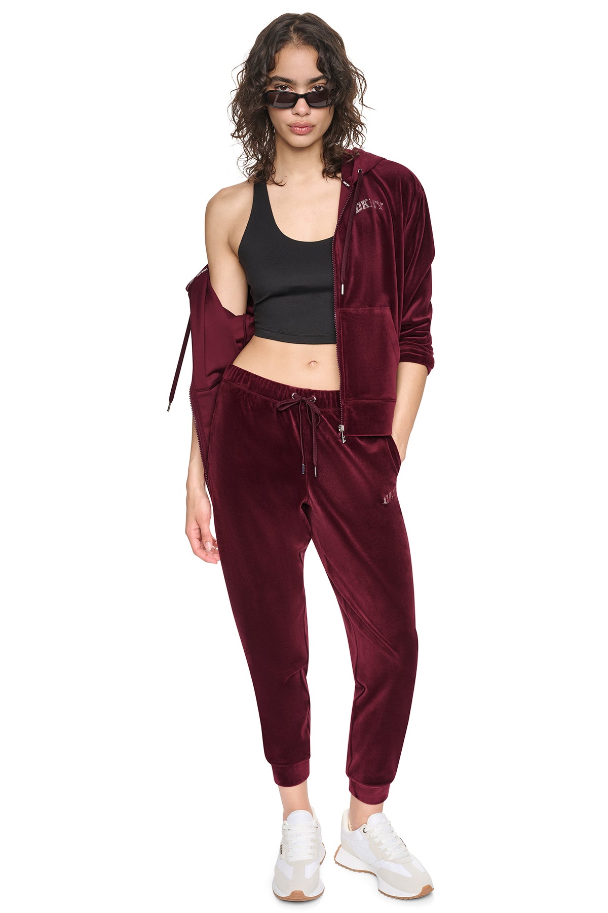 VARSITY VELOUR RHINESTONE LOGO FULL ZIP HOODIE VIEW 2
