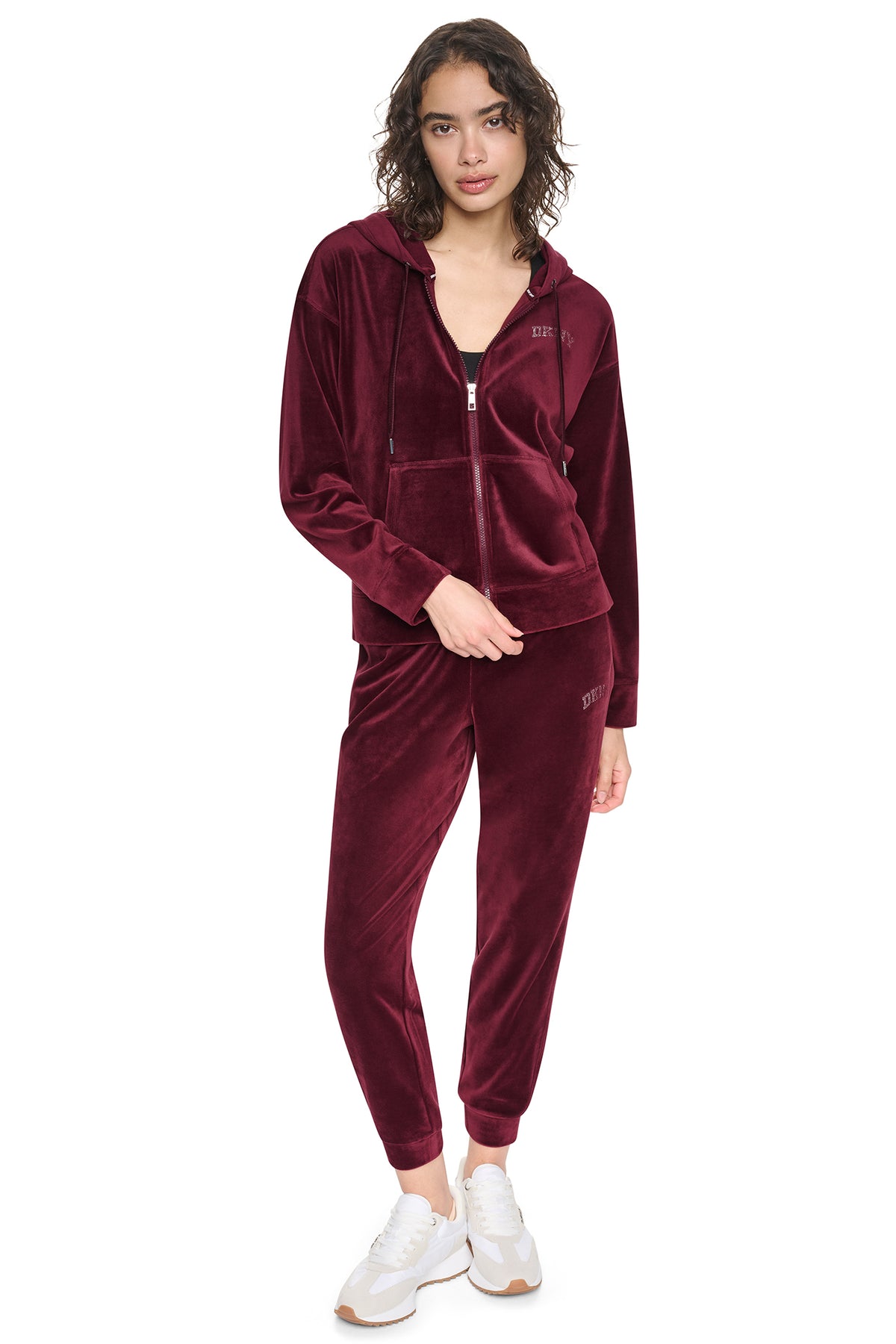 VARSITY VELOUR RHINESTONE LOGO FULL ZIP HOODIE VIEW 2