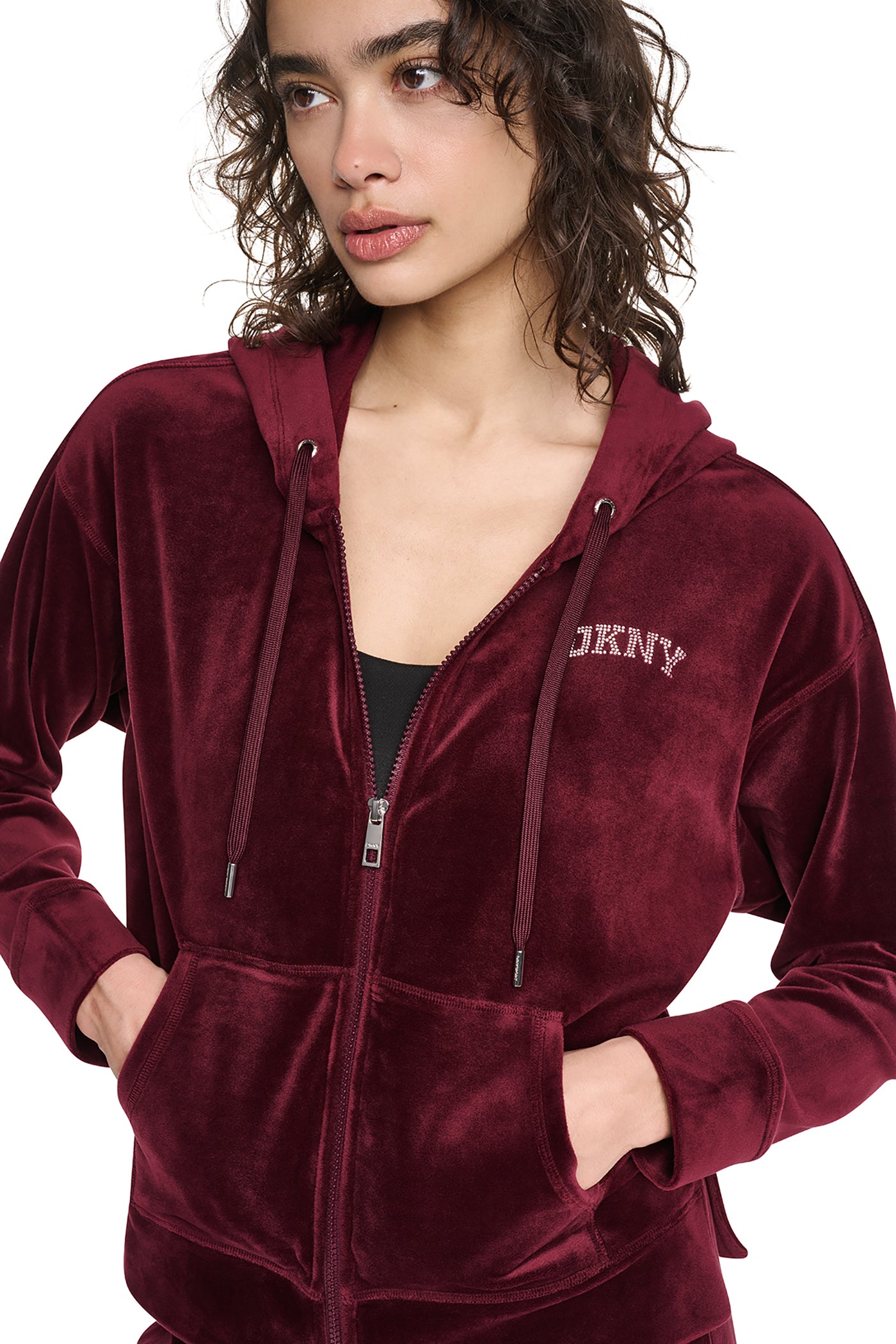 VARSITY VELOUR RHINESTONE LOGO FULL ZIP HOODIE View 1 | Gifts Under $100 VARSITY VELOUR RHINESTONE LOGO FULL ZIP HOODIE View 1 | Gifts Under $100
