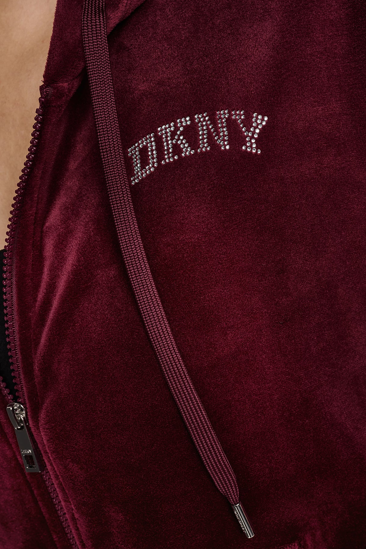 VARSITY VELOUR RHINESTONE LOGO FULL ZIP HOODIE VIEW 2