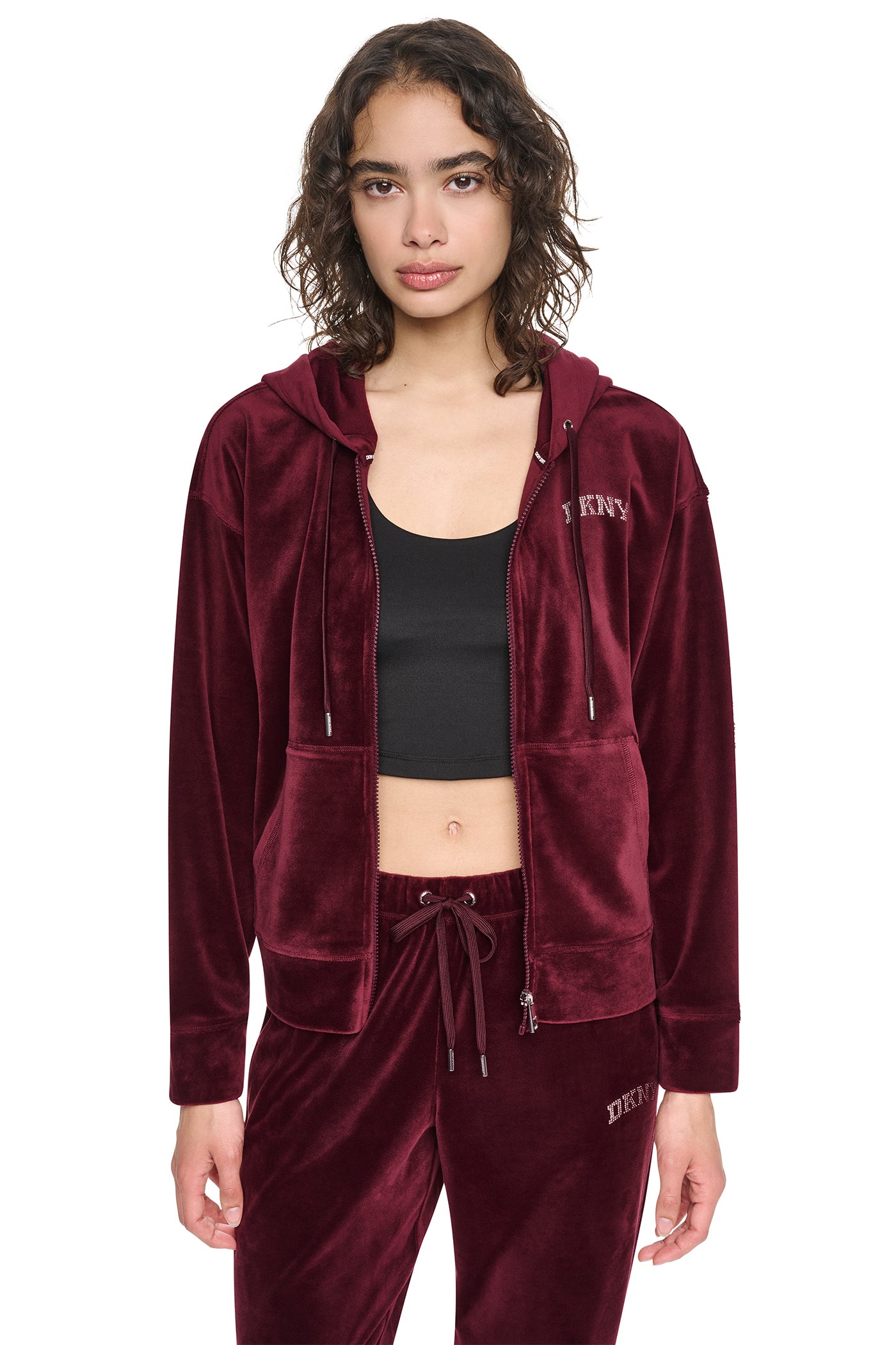 VARSITY VELOUR RHINESTONE LOGO FULL ZIP HOODIE View 2 | Gifts Under $100 VARSITY VELOUR RHINESTONE LOGO FULL ZIP HOODIE View 2 | Gifts Under $100
