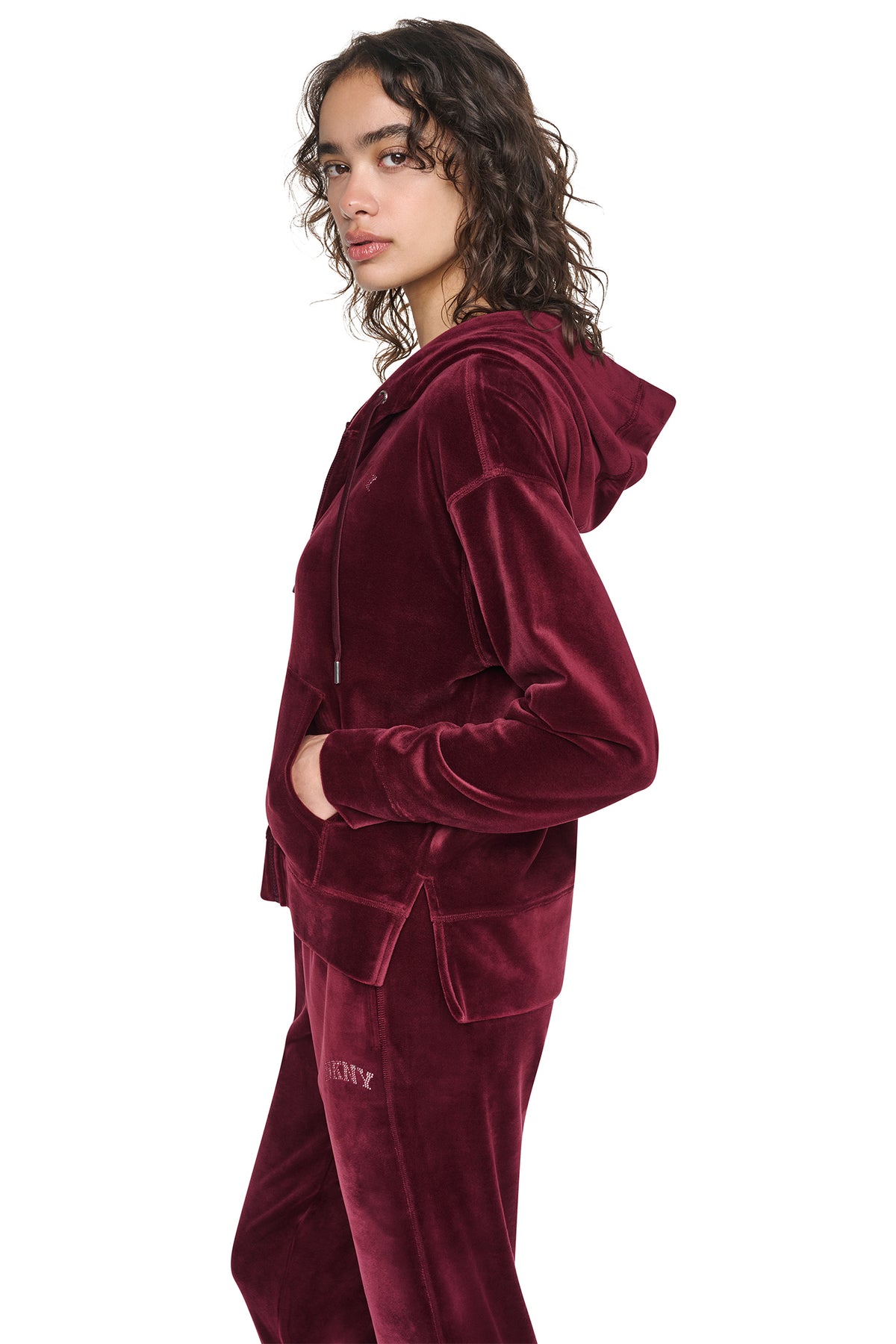 VARSITY VELOUR RHINESTONE LOGO FULL ZIP HOODIE VIEW 2