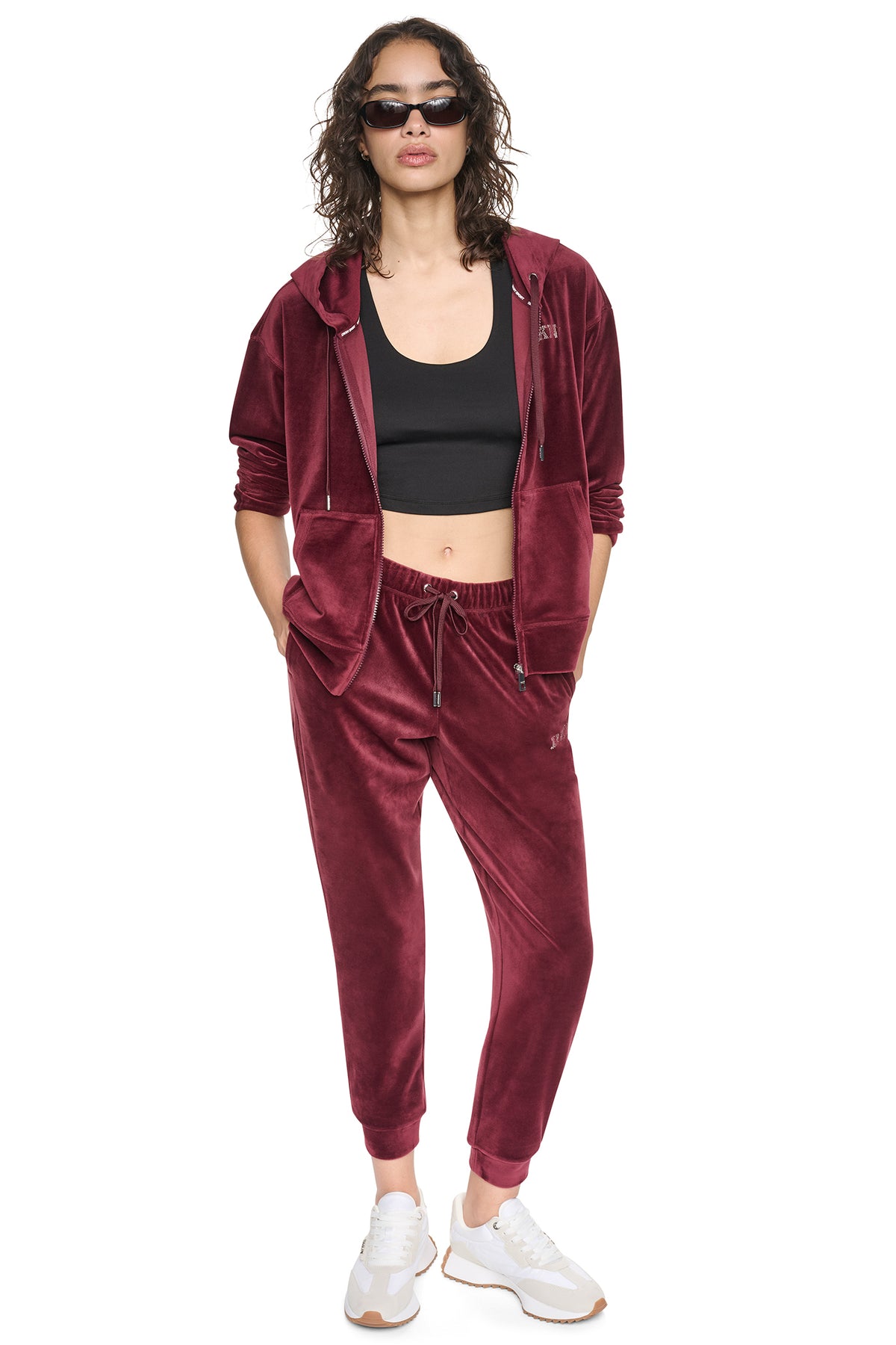 VARSITY VELOUR RHINESTONE LOGO MID-RISE JOGGER VIEW 2