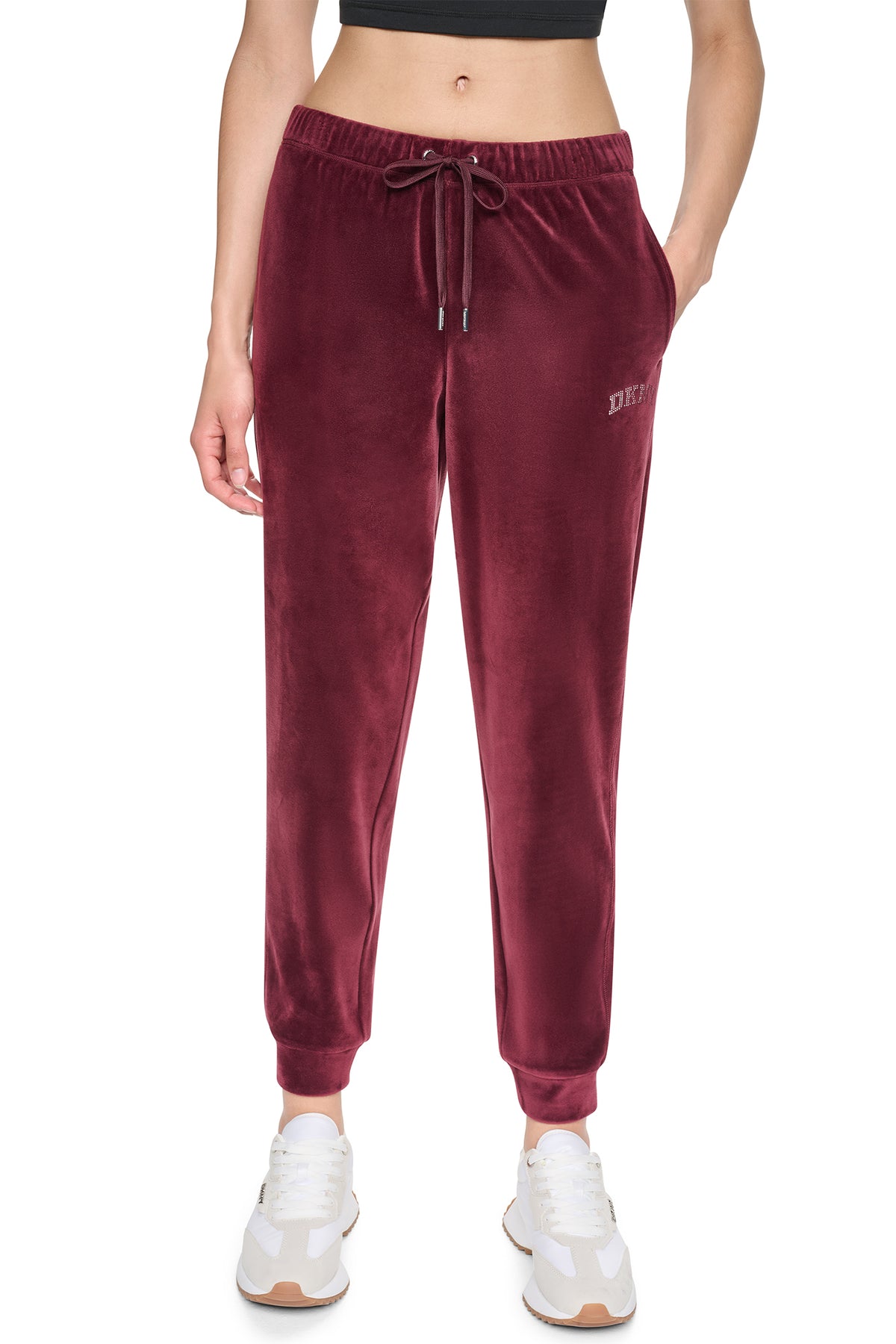 VARSITY VELOUR RHINESTONE LOGO MID-RISE JOGGER VIEW 2
