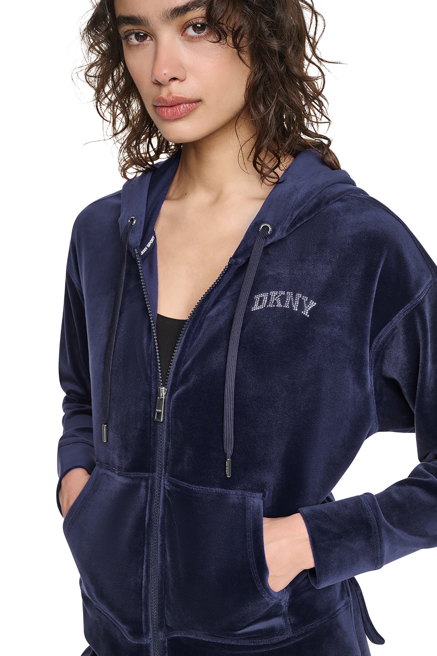 VARSITY VELOUR RHINESTONE LOGO FULL ZIP HOODIE View 2 | Gifts Under $100 VARSITY VELOUR RHINESTONE LOGO FULL ZIP HOODIE View 2 | Gifts Under $100