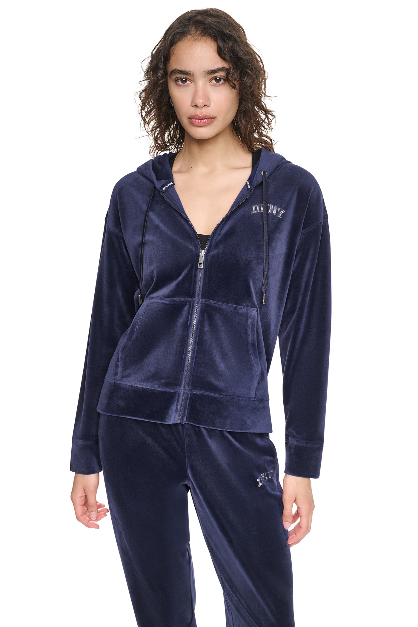 VARSITY VELOUR RHINESTONE LOGO FULL ZIP HOODIE View 1 | Gifts Under $100 VARSITY VELOUR RHINESTONE LOGO FULL ZIP HOODIE View 1 | Gifts Under $100