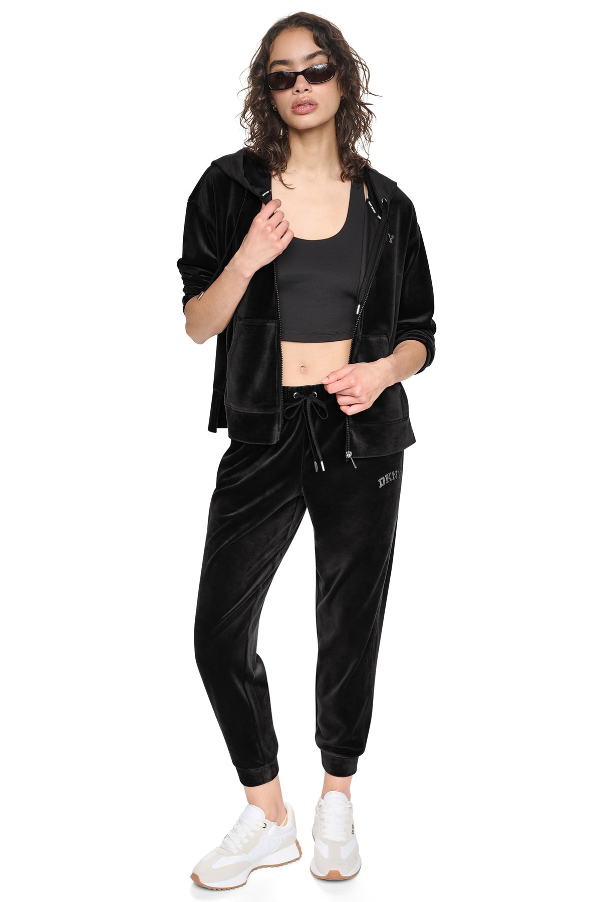 VARSITY VELOUR RHINESTONE LOGO FULL ZIP HOODIE VIEW 2