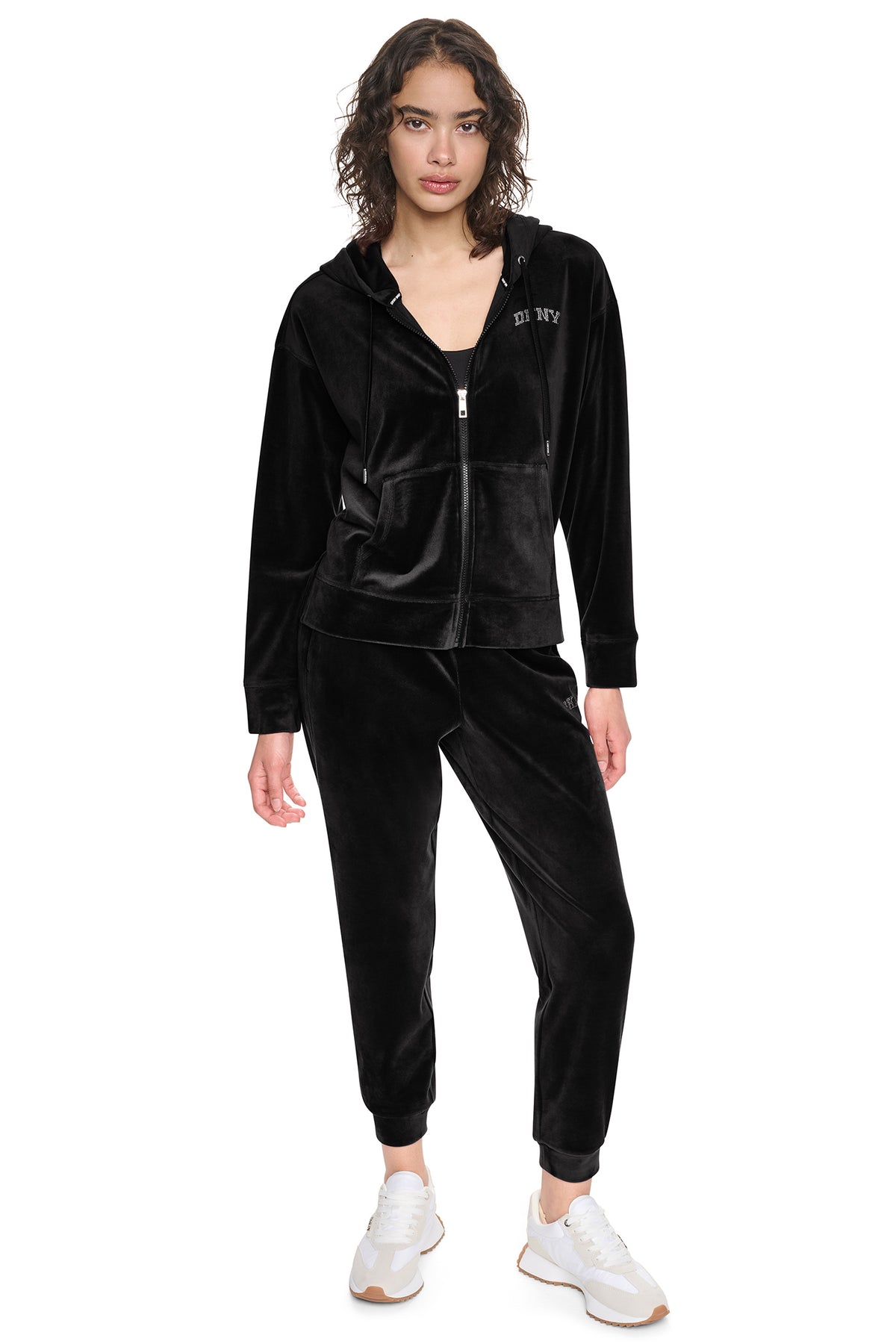 VARSITY VELOUR RHINESTONE LOGO FULL ZIP HOODIE VIEW 2