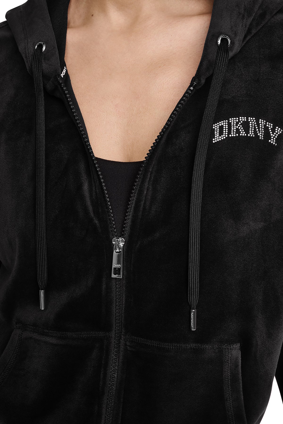 VARSITY VELOUR RHINESTONE LOGO FULL ZIP HOODIE VIEW 2