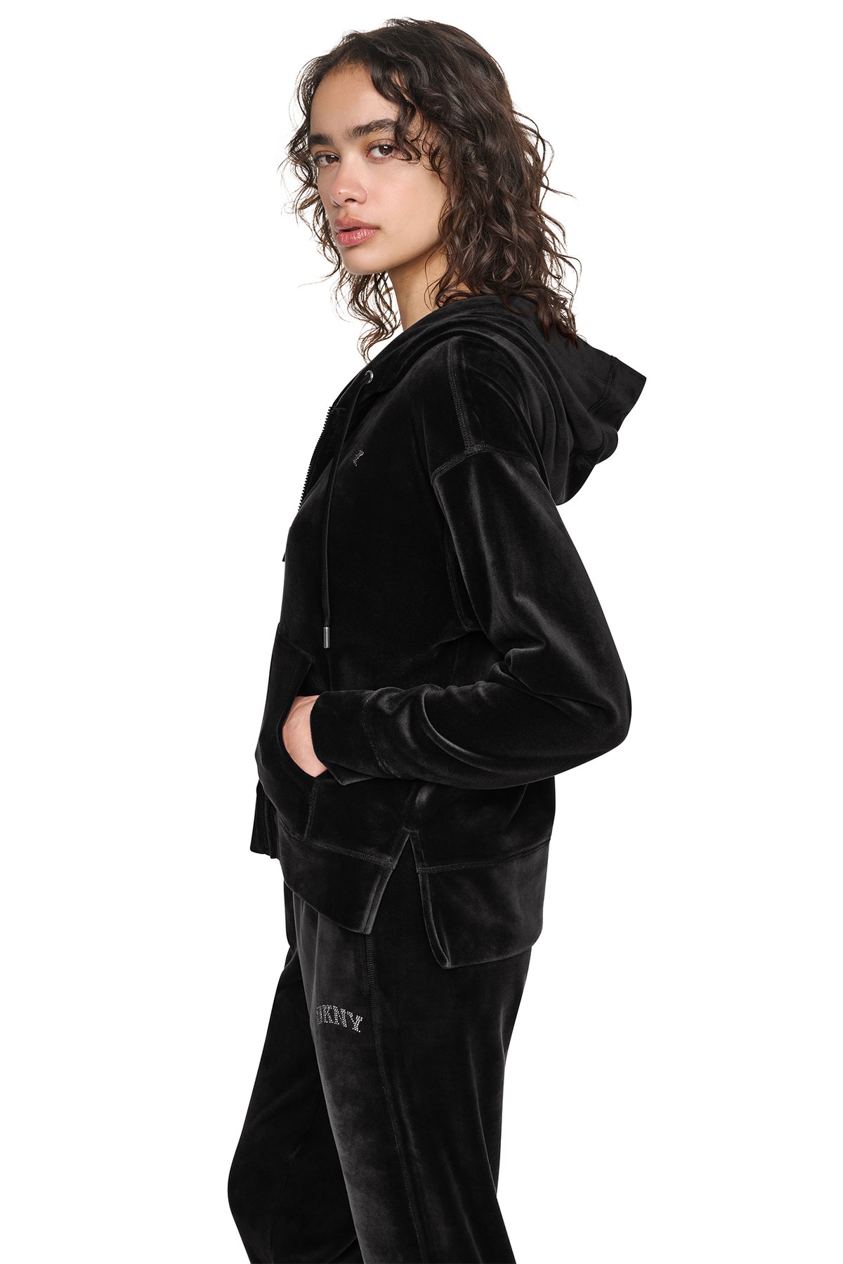 VARSITY VELOUR RHINESTONE LOGO FULL ZIP HOODIE VIEW 2