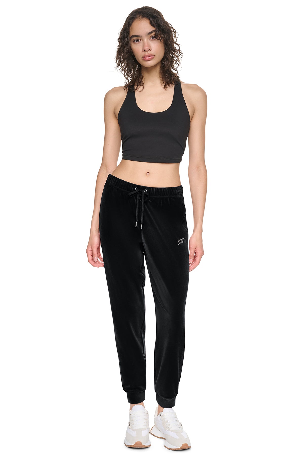 VARSITY VELOUR RHINESTONE LOGO MID-RISE JOGGER VIEW 2