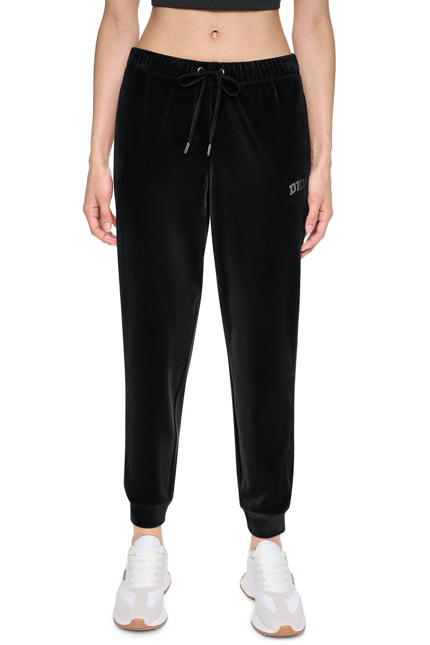 VARSITY VELOUR RHINESTONE LOGO MID-RISE JOGGER View 2 | DKNY25 VARSITY VELOUR RHINESTONE LOGO MID-RISE JOGGER View 2 | DKNY25