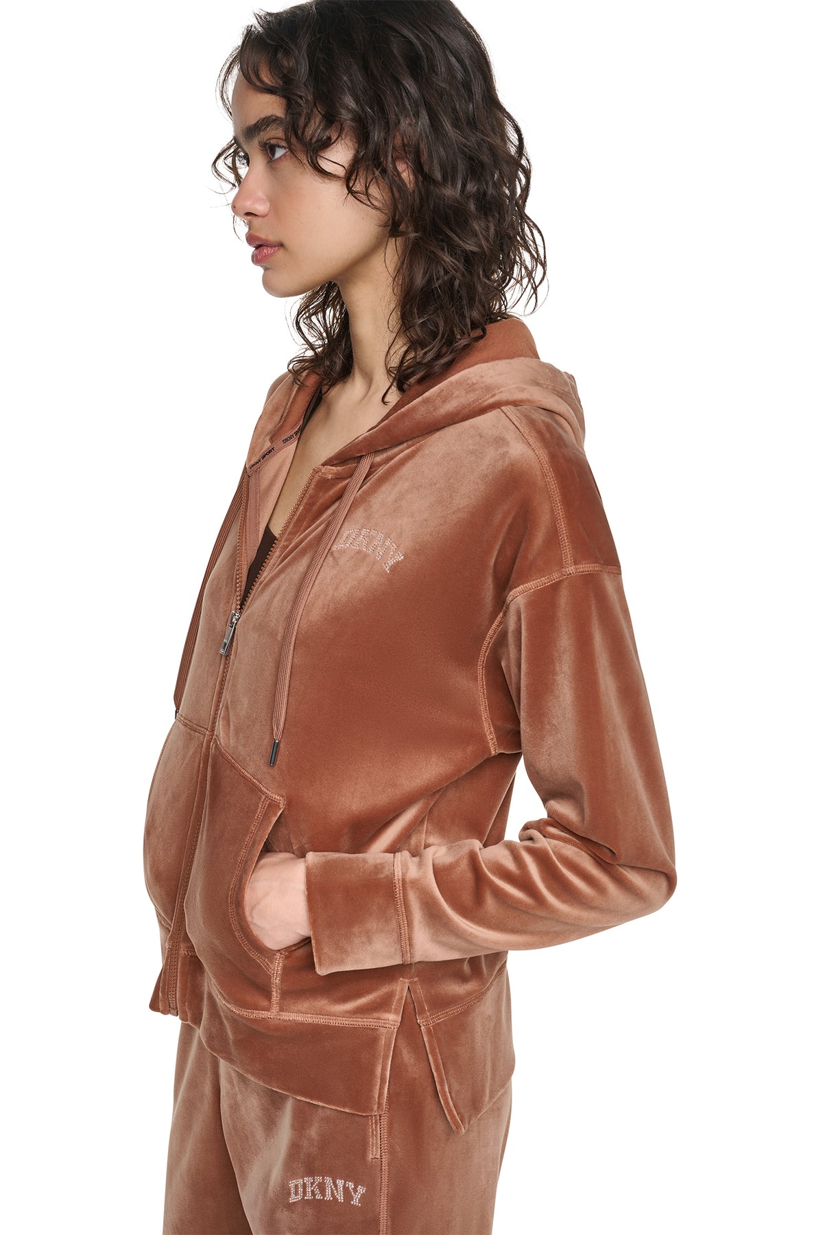 VARSITY VELOUR RHINESTONE LOGO FULL ZIP HOODIE VIEW 2