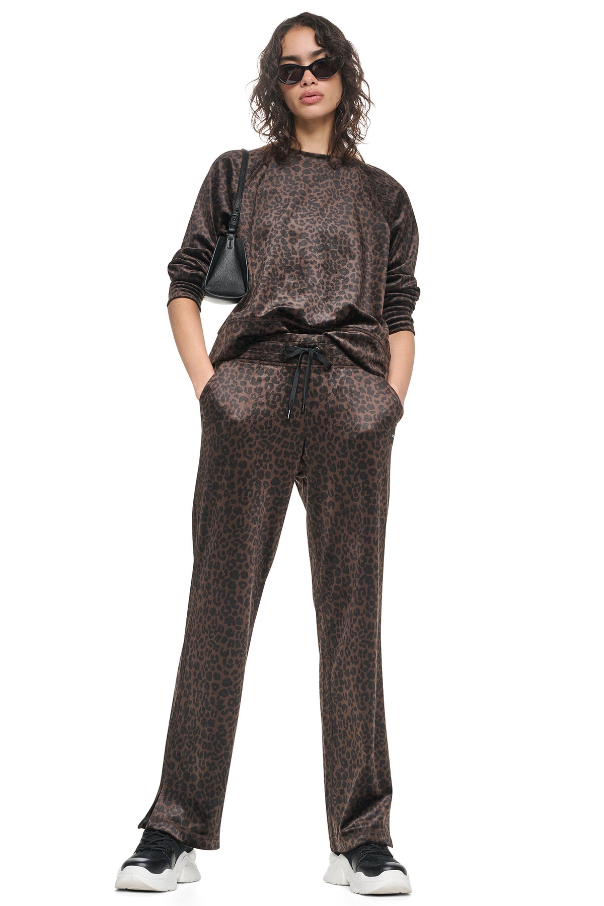 VELOUR ANIMAL PRINT MID-RISE PANT VIEW 2