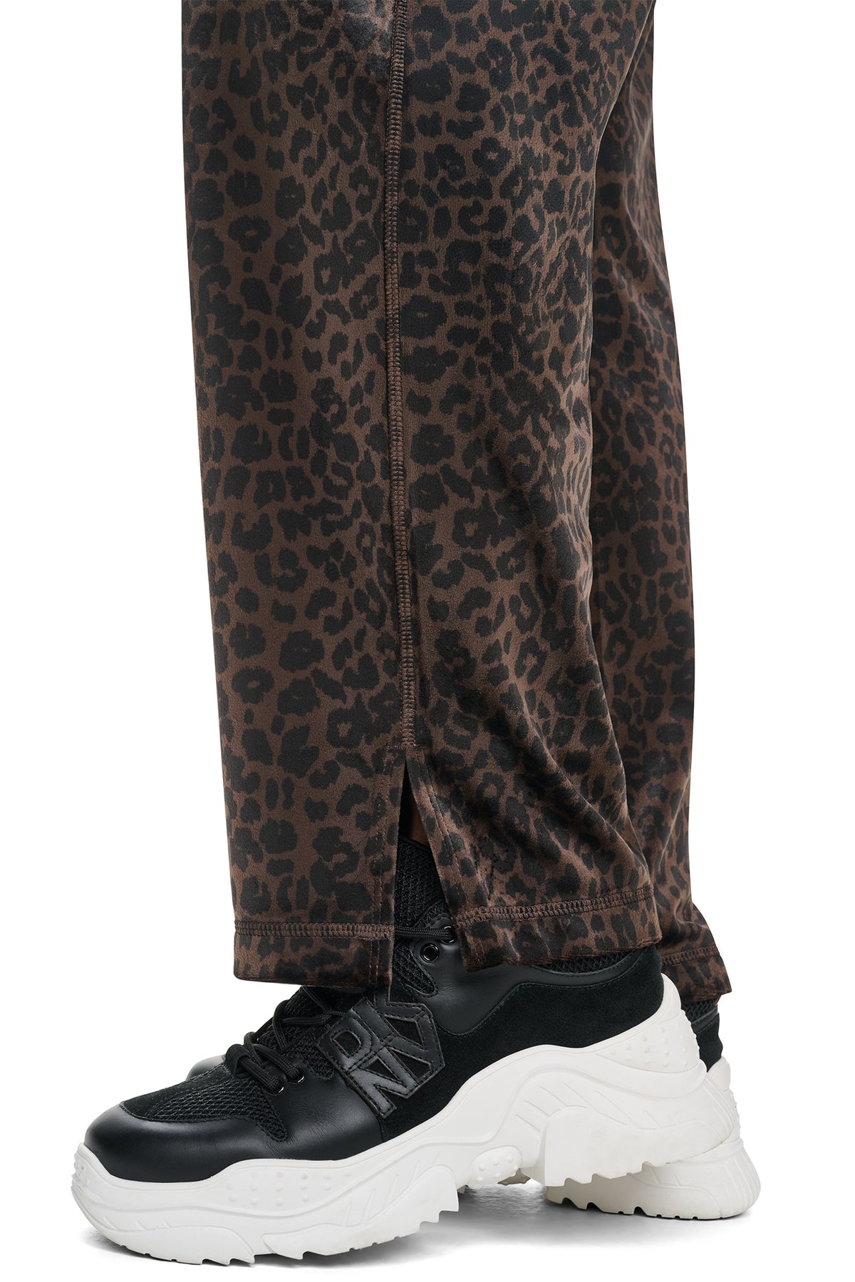 VELOUR ANIMAL PRINT MID-RISE PANT VIEW 2