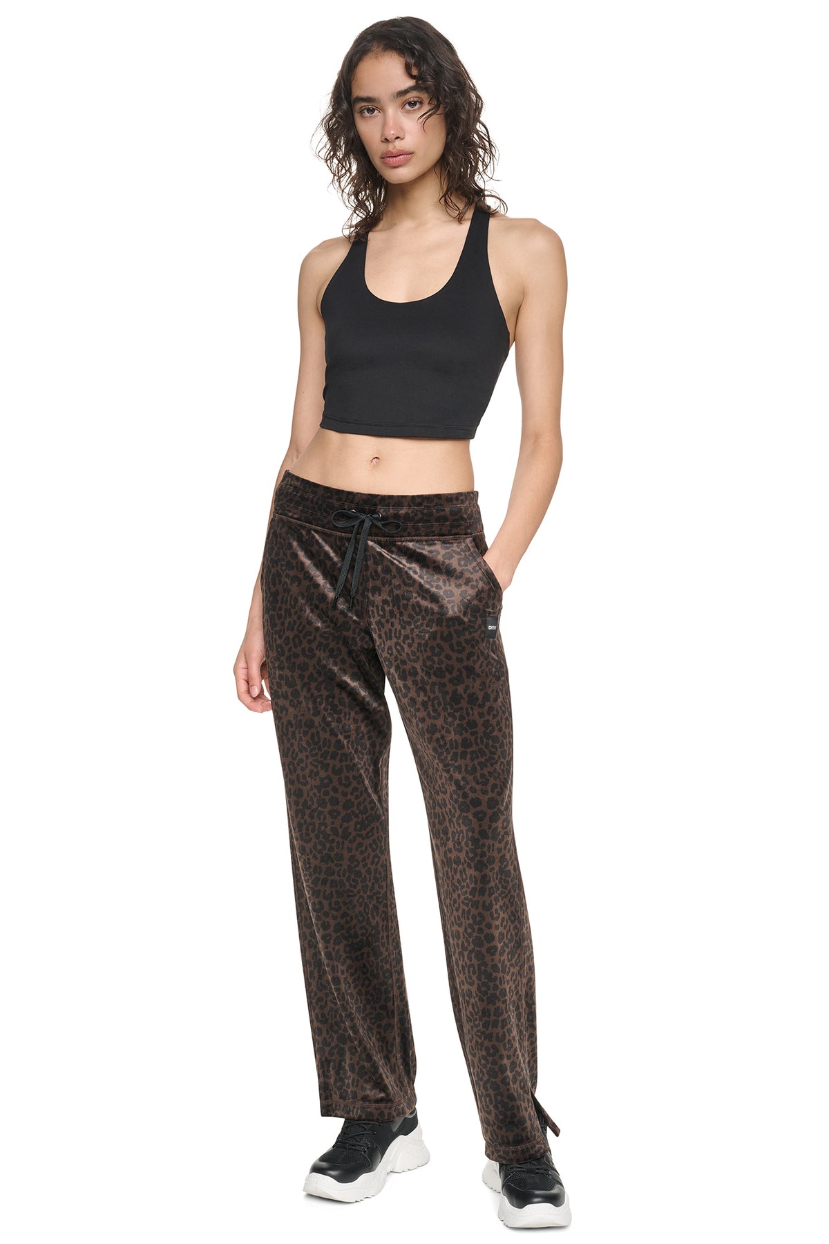 VELOUR ANIMAL PRINT MID-RISE PANT VIEW 2