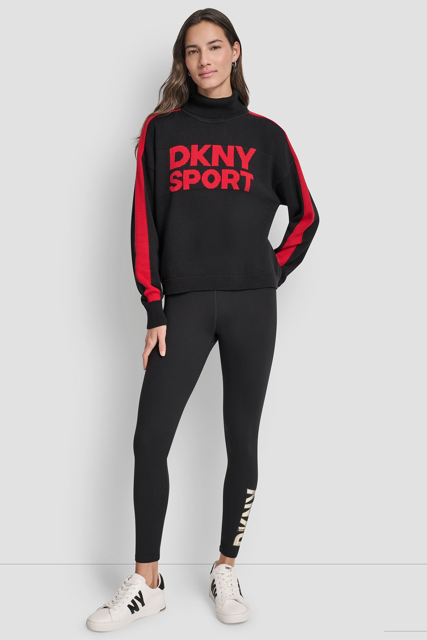LONG SLEEVE TURTLE NECK JACQUARD LOGO SWEATER VIEW 5 | DKNY Promo LONG SLEEVE TURTLE NECK JACQUARD LOGO SWEATER VIEW 5 | DKNY Promo