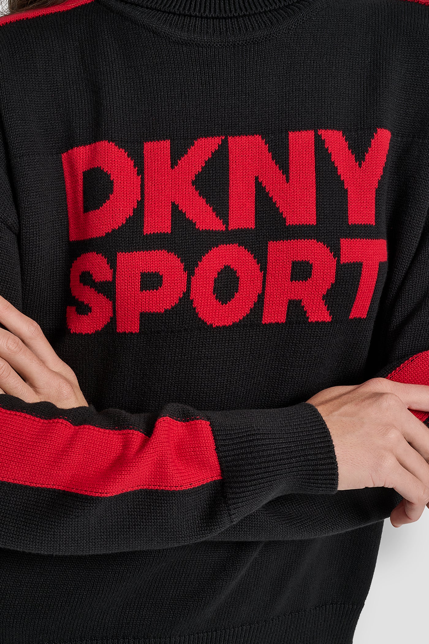 LONG SLEEVE TURTLE NECK JACQUARD LOGO SWEATER VIEW 4 | DKNY Promo LONG SLEEVE TURTLE NECK JACQUARD LOGO SWEATER VIEW 4 | DKNY Promo