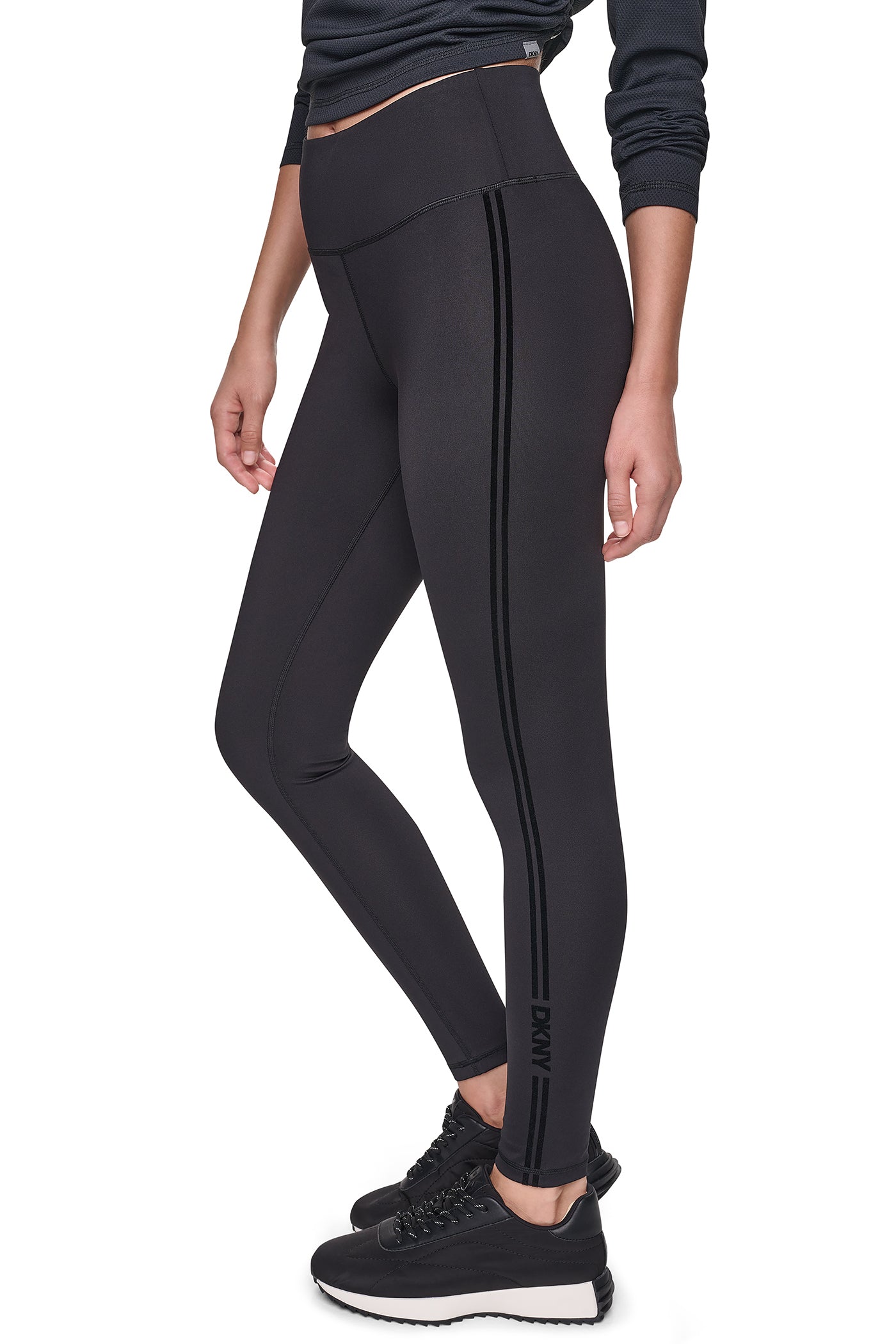 HIGH-RISE FLOCKED STRIPE LOGO 7/8 LENGTH LEGGING View 1 | Leggings HIGH-RISE FLOCKED STRIPE LOGO 7/8 LENGTH LEGGING View 1 | Leggings