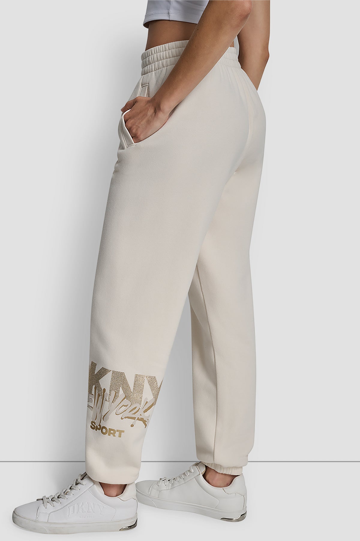 Graffiti Rhinestone Logo High Rise Relaxed Fit Jogger Activewear