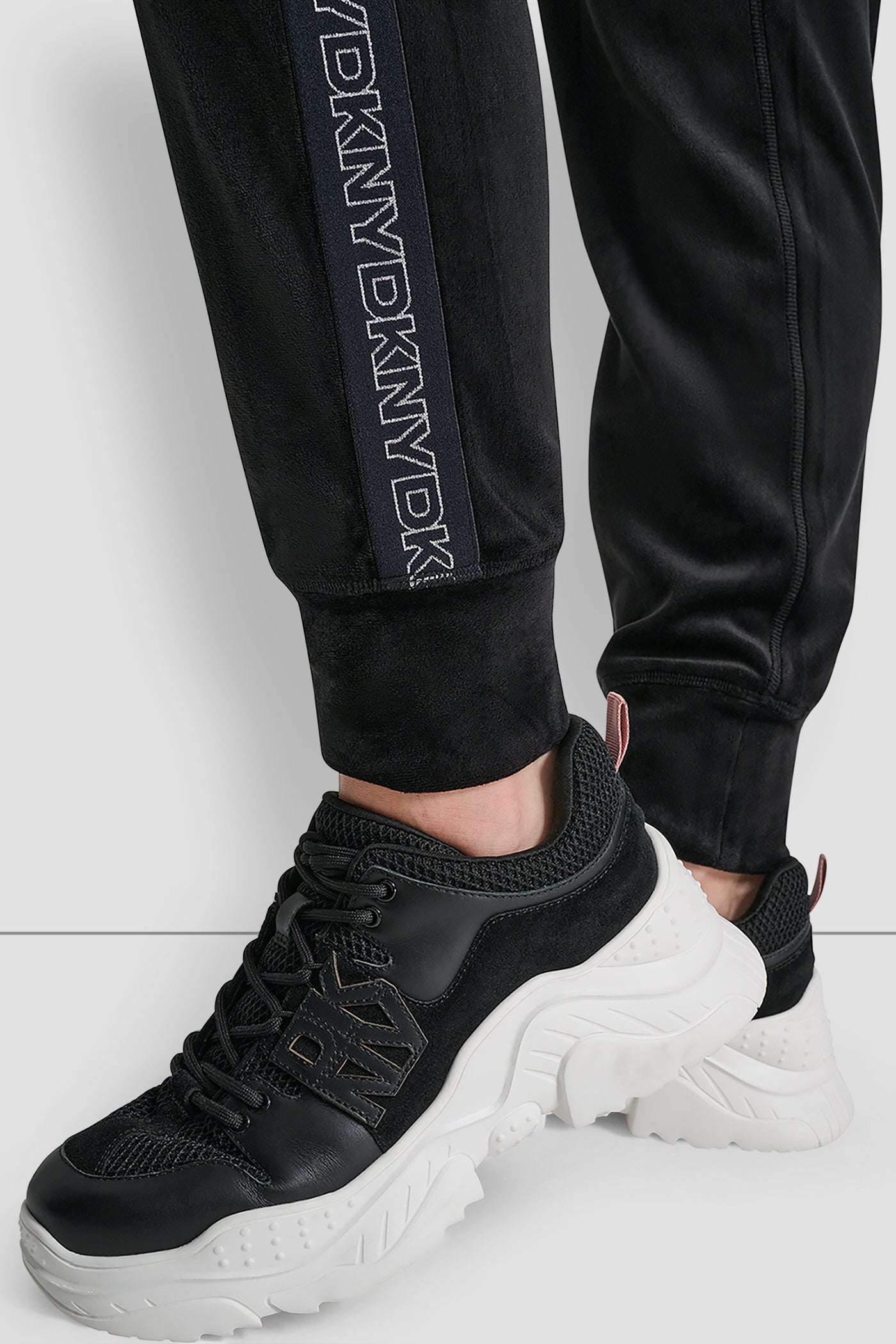 VELOUR CUFFED JOGGER WITH METALLIC LOGO VIEW 6 | DKNY Promo VELOUR CUFFED JOGGER WITH METALLIC LOGO VIEW 6 | DKNY Promo