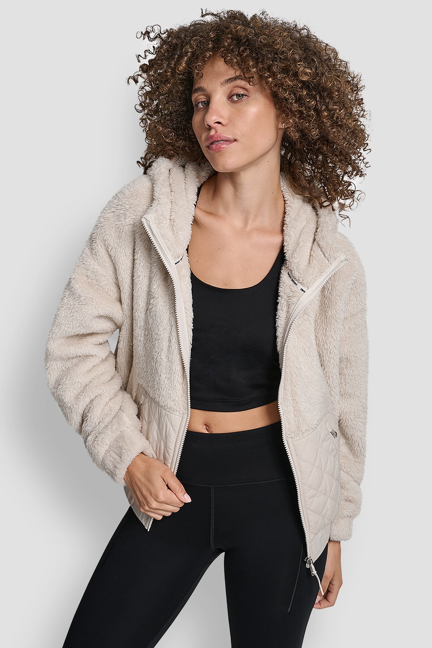 HOODED SHERPA JACKET WITH DIAMOND QUILTED COMBO VIEW 5 | DKNY Promo HOODED SHERPA JACKET WITH DIAMOND QUILTED COMBO VIEW 5 | DKNY Promo