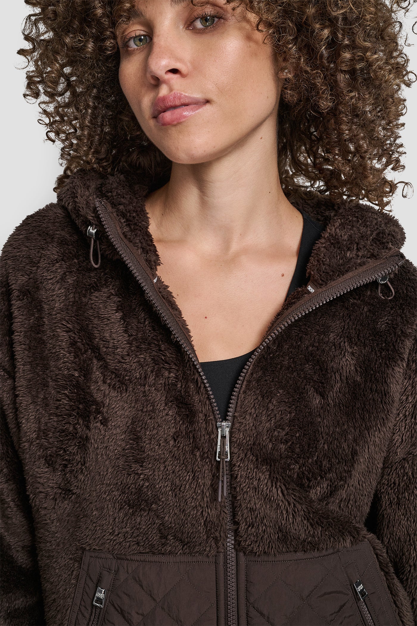 HOODED SHERPA JACKET WITH DIAMOND QUILTED COMBO VIEW 5 | DKNY Promo HOODED SHERPA JACKET WITH DIAMOND QUILTED COMBO VIEW 5 | DKNY Promo