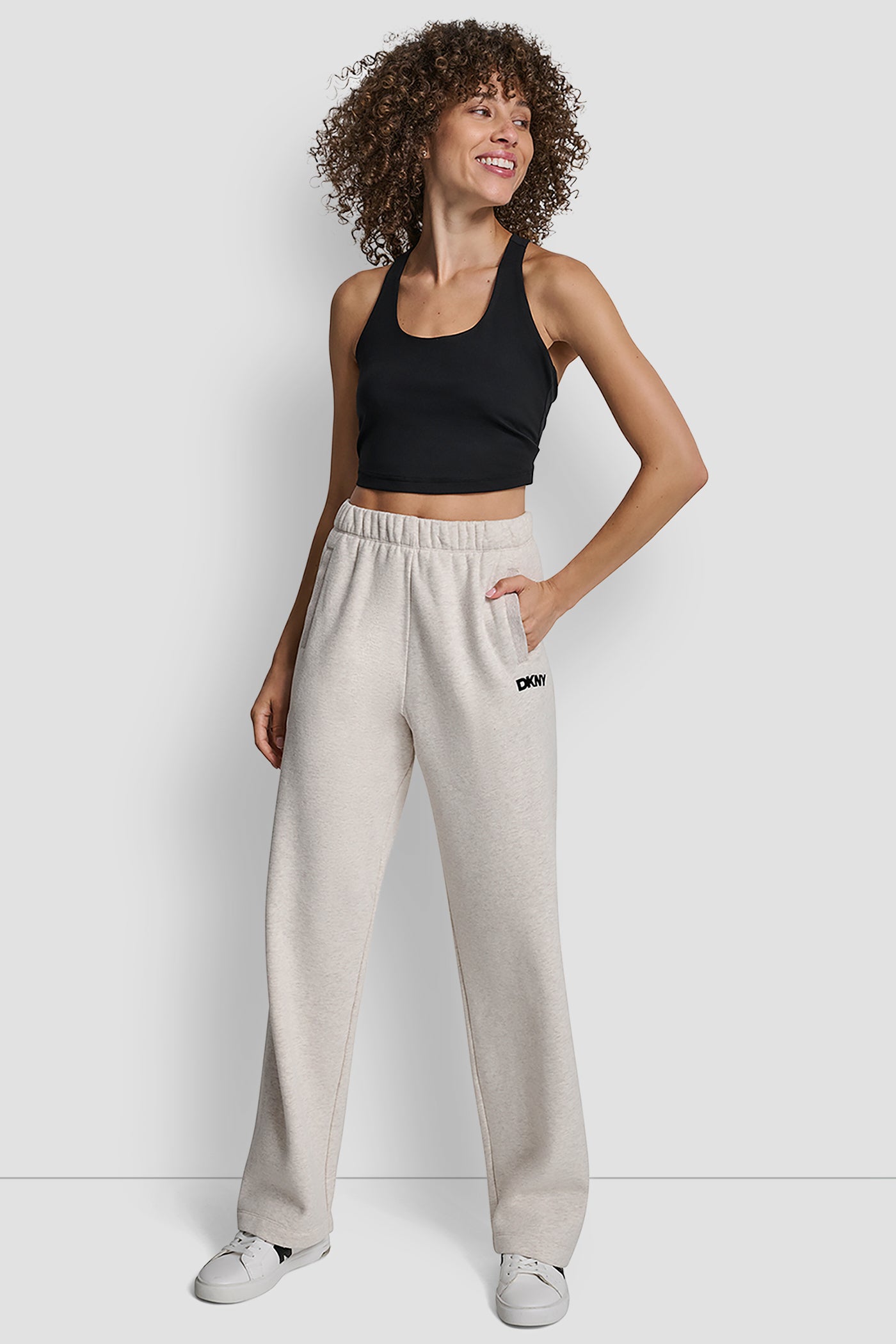 FLOCKED LOGO BOYFRIEND OPEN LEG PANT WITH POCKETS VIEW 5 | DKNY Sport FLOCKED LOGO BOYFRIEND OPEN LEG PANT WITH POCKETS VIEW 5 | DKNY Sport
