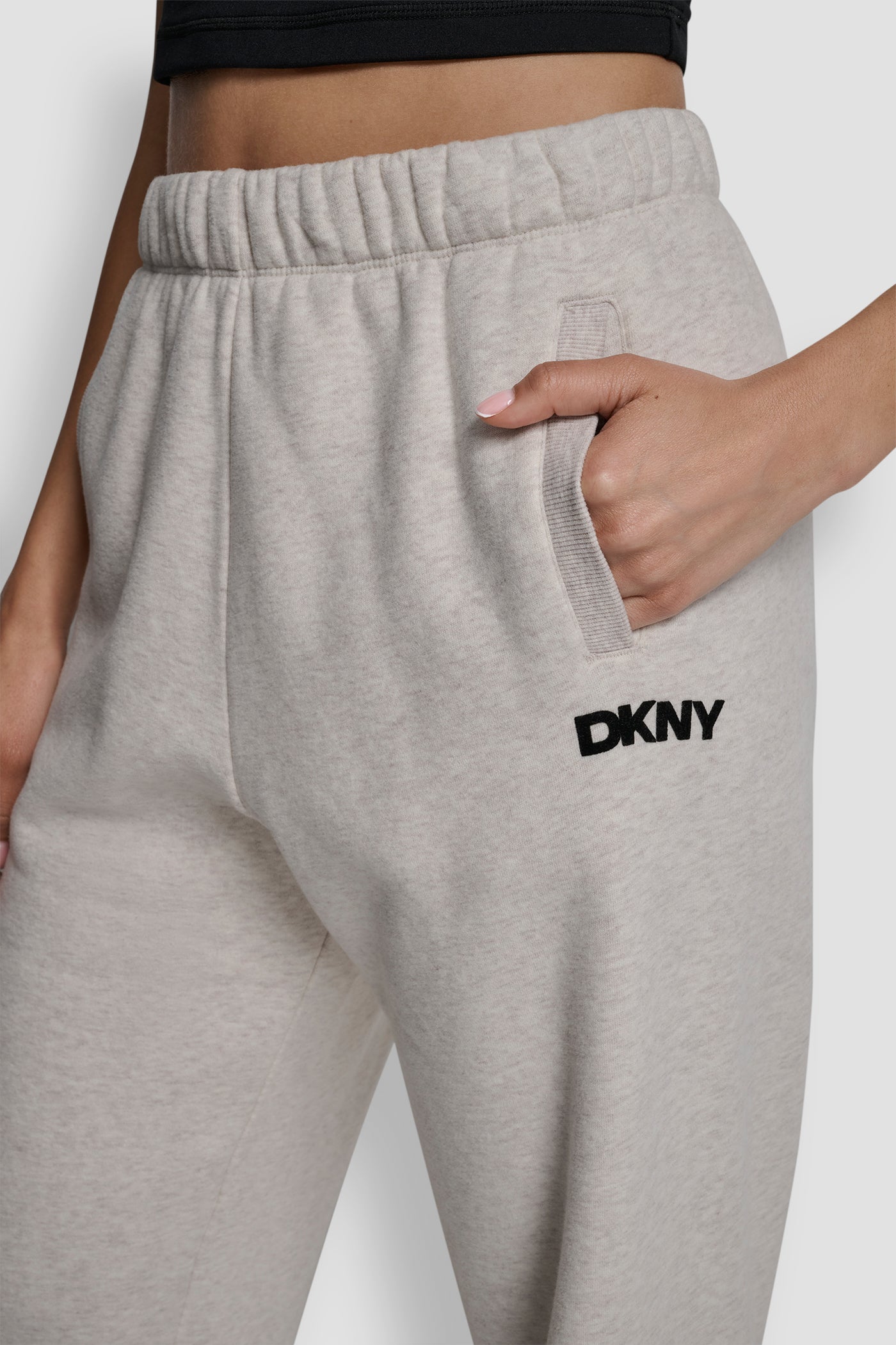 FLOCKED LOGO BOYFRIEND OPEN LEG PANT WITH POCKETS VIEW 4 | DKNY Sport FLOCKED LOGO BOYFRIEND OPEN LEG PANT WITH POCKETS VIEW 4 | DKNY Sport