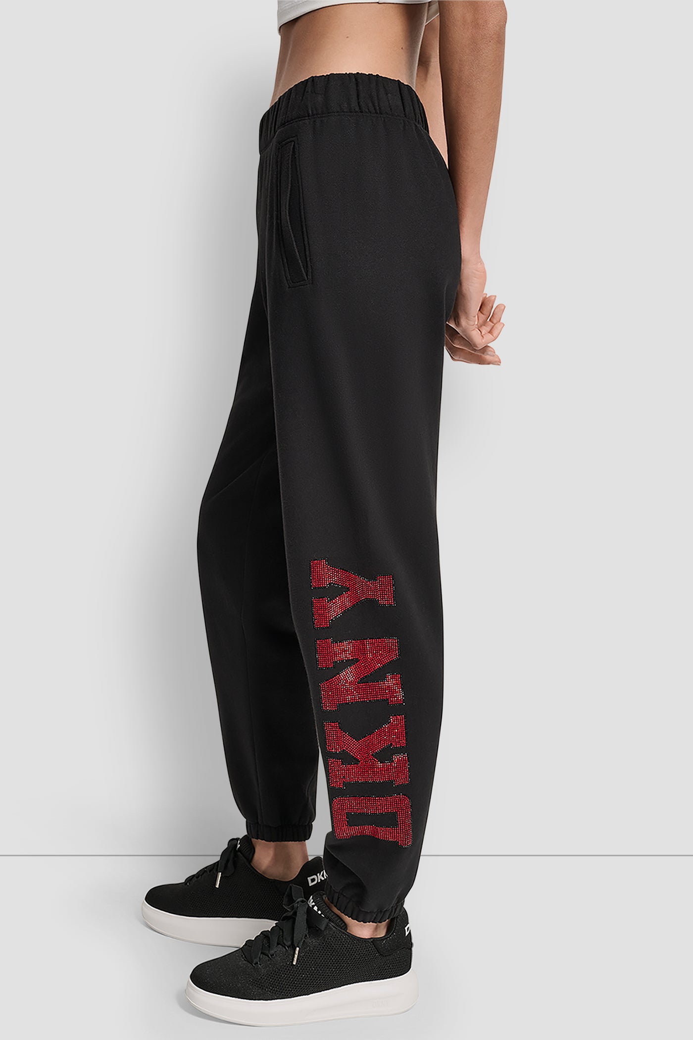 EXPLODED RHINESTONE VARISTY LOGO HIGH RISE RELAXED VIEW 3 | DKNY X NEW YORK YANKEES EXPLODED RHINESTONE VARISTY LOGO HIGH RISE RELAXED VIEW 3 | DKNY X NEW YORK YANKEES