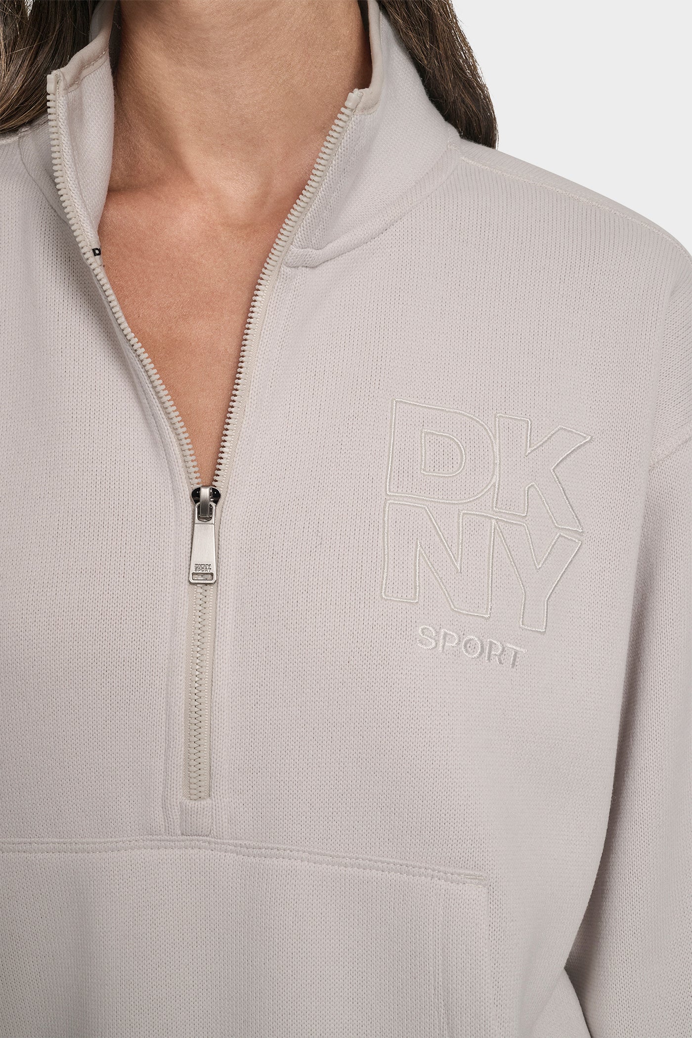 HALF ZIP PULLOVER WITH OUTLINE LOGO EMBROIDERY VIEW 4 | DKNY Sport HALF ZIP PULLOVER WITH OUTLINE LOGO EMBROIDERY VIEW 4 | DKNY Sport