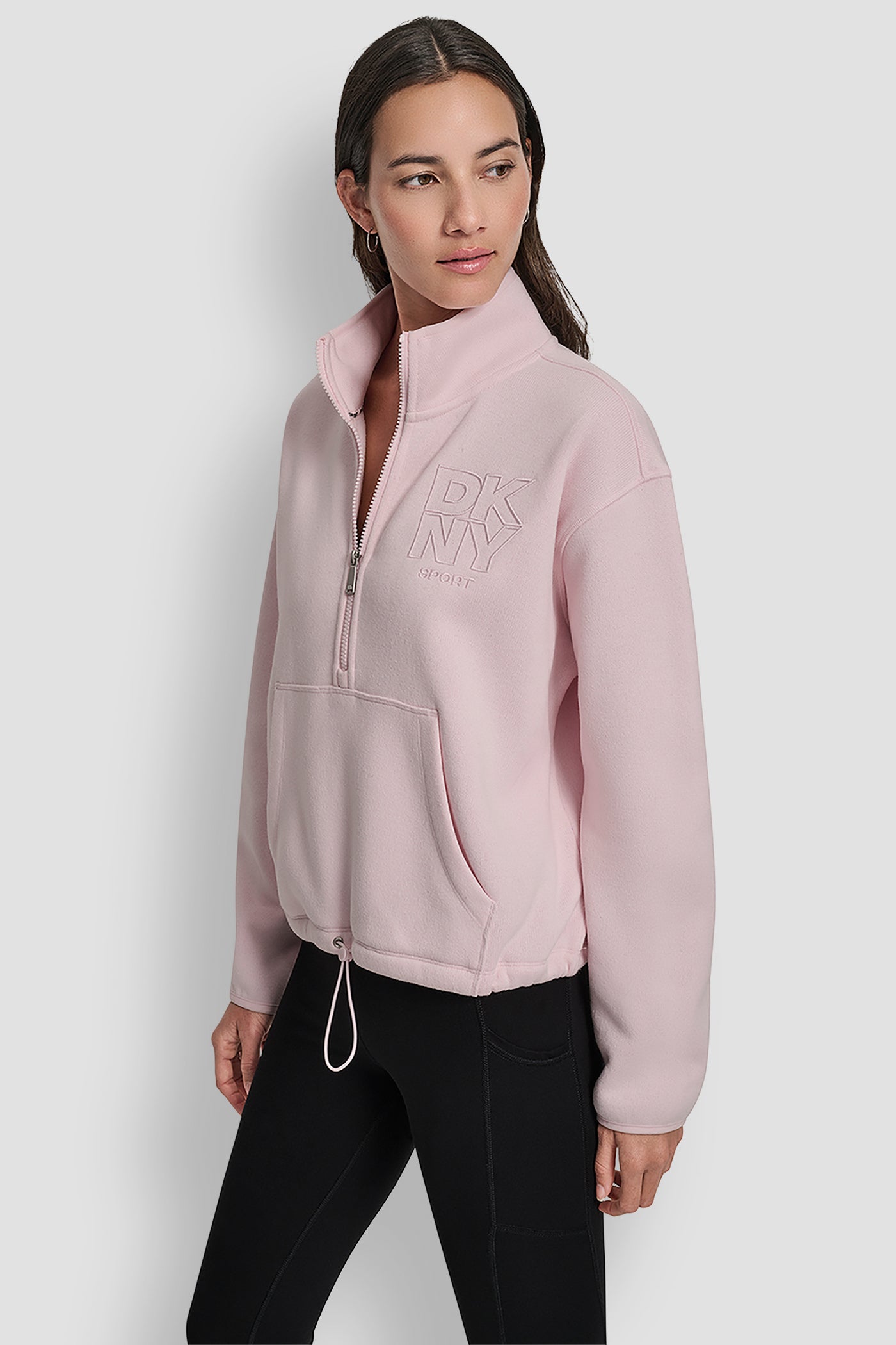 HALF ZIP PULLOVER WITH OUTLINE LOGO EMBROIDERY VIEW 3 | DKNY Sport HALF ZIP PULLOVER WITH OUTLINE LOGO EMBROIDERY VIEW 3 | DKNY Sport