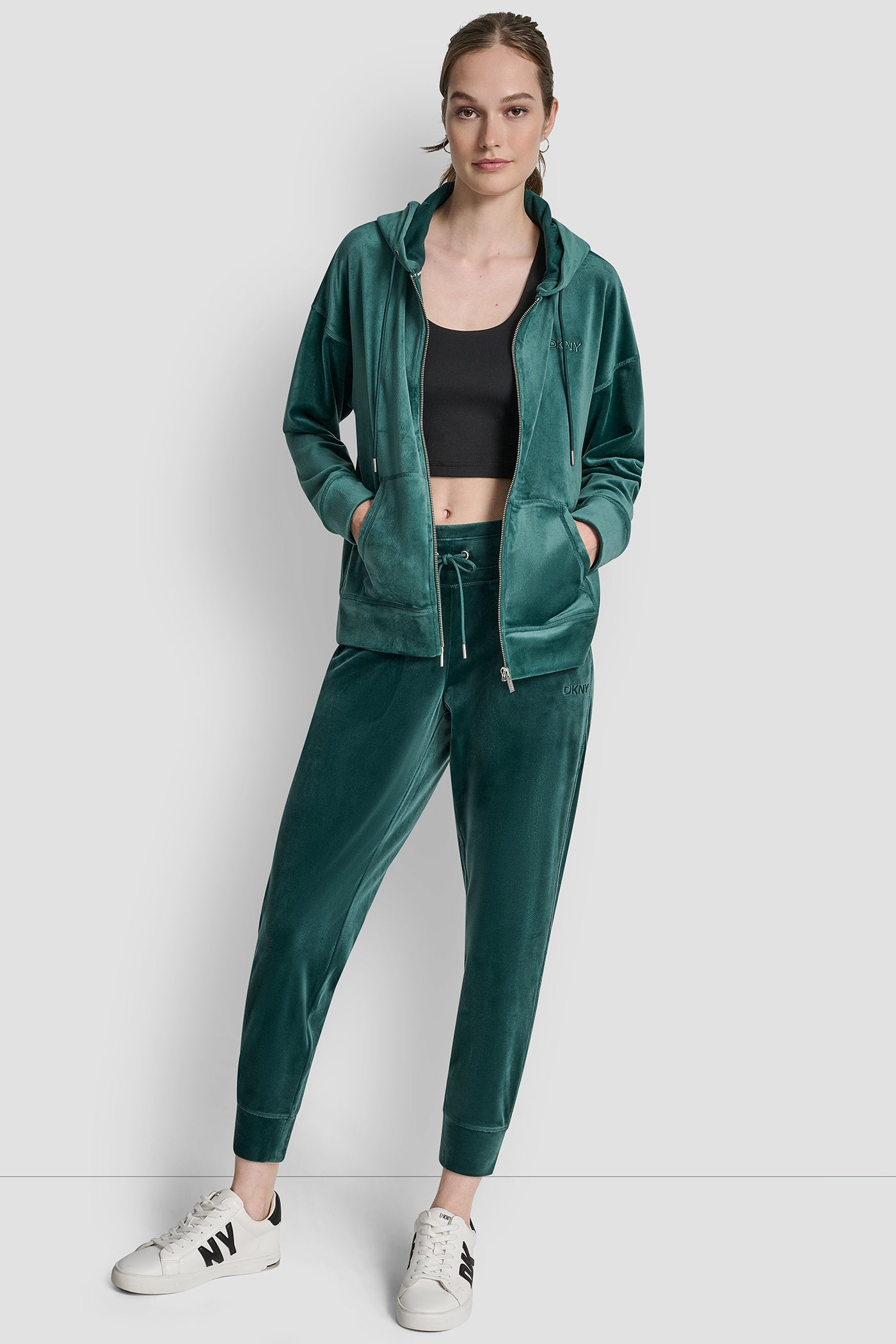 EMBROIDERY LOGO FULL ZIP HOODIE WITH POCKETS VIEW 6 | DKNY Sport EMBROIDERY LOGO FULL ZIP HOODIE WITH POCKETS VIEW 6 | DKNY Sport