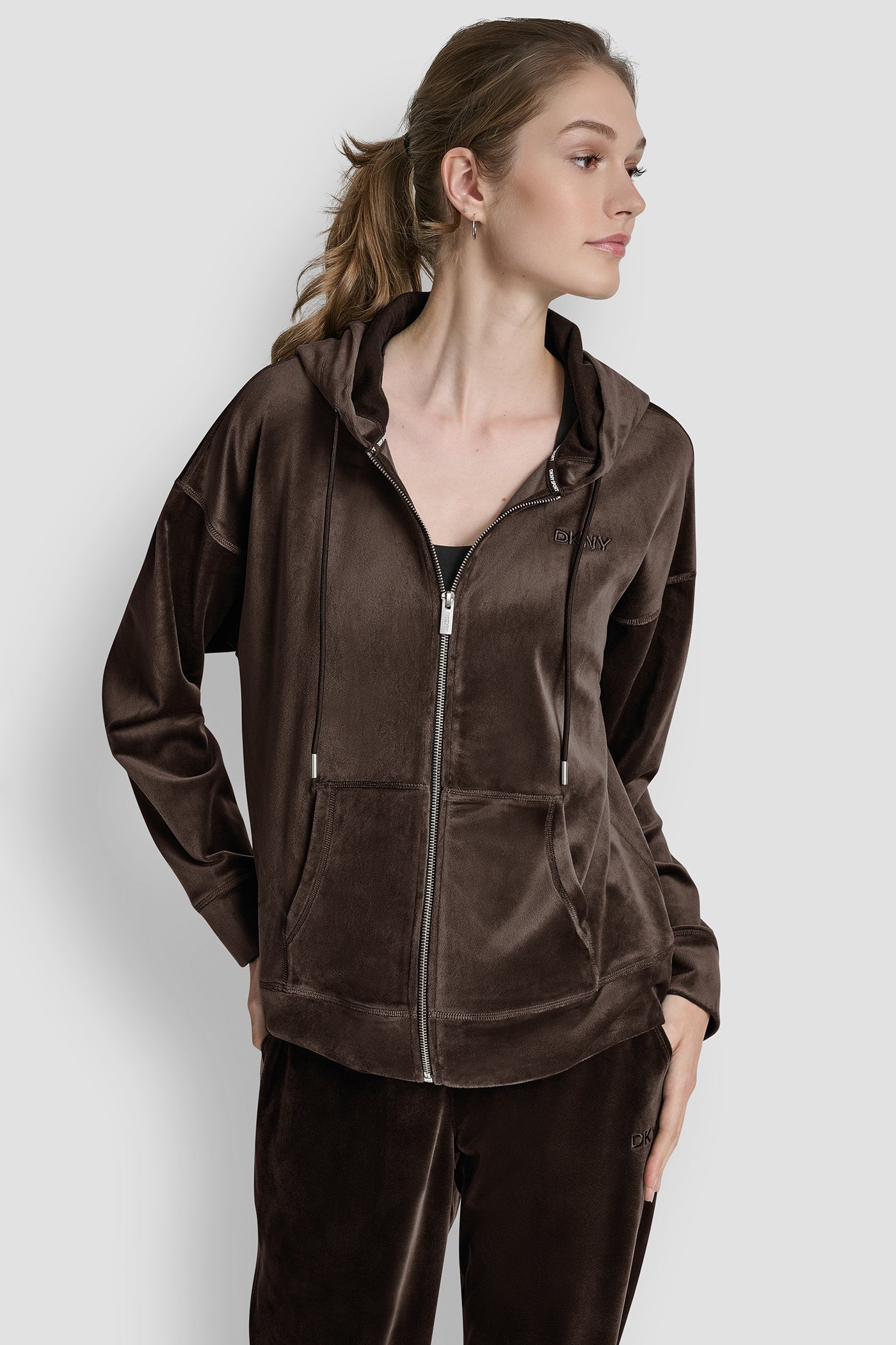 EMBROIDERY LOGO FULL ZIP HOODIE WITH POCKETS VIEW 5 | Under $75 EMBROIDERY LOGO FULL ZIP HOODIE WITH POCKETS VIEW 5 | Under $75