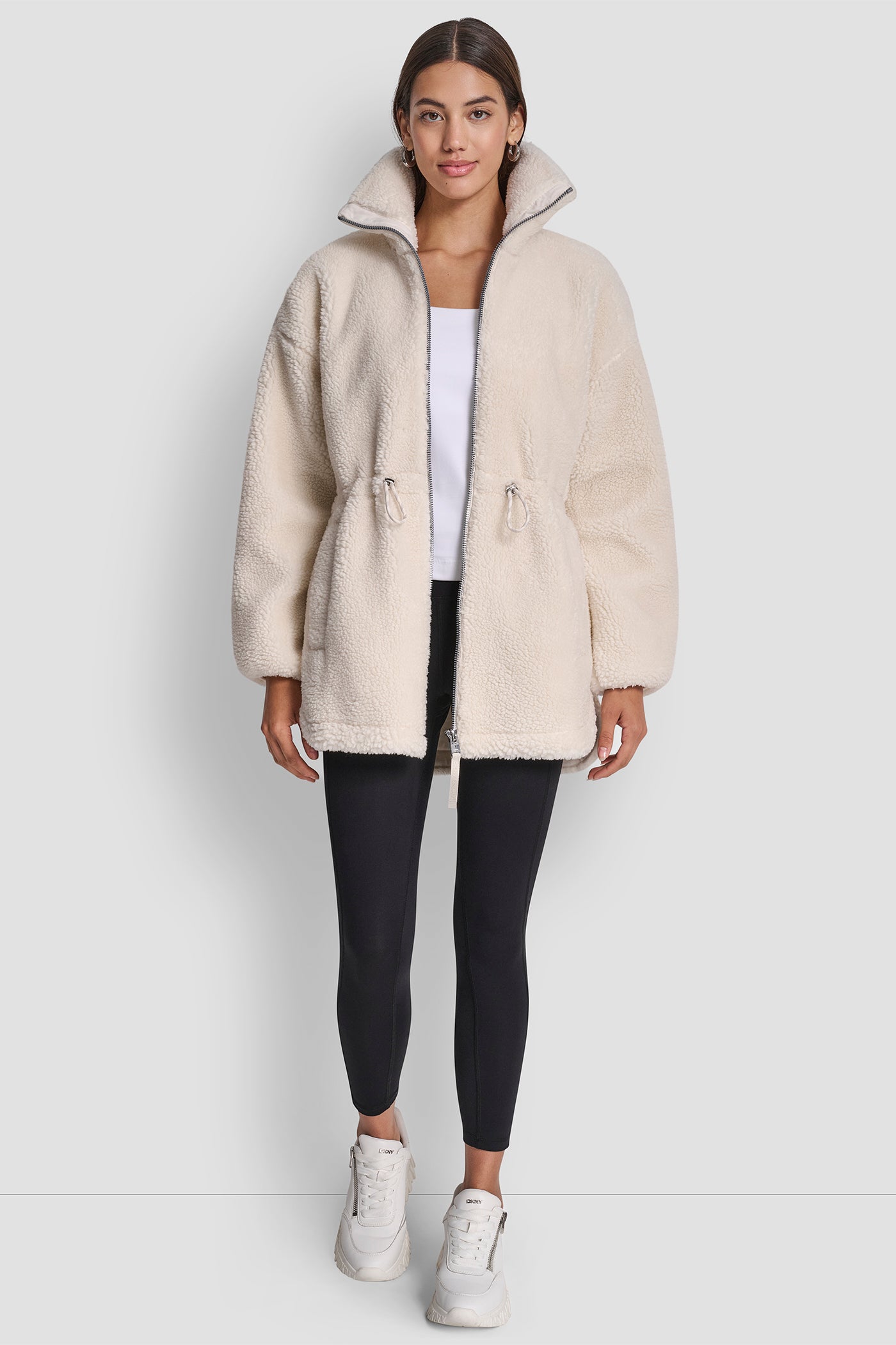 SHERPA MOCK NECK CURVED HEM JACKET WITH TICKING VIEW 6 | Cold Weather Coats SHERPA MOCK NECK CURVED HEM JACKET WITH TICKING VIEW 6 | Cold Weather Coats