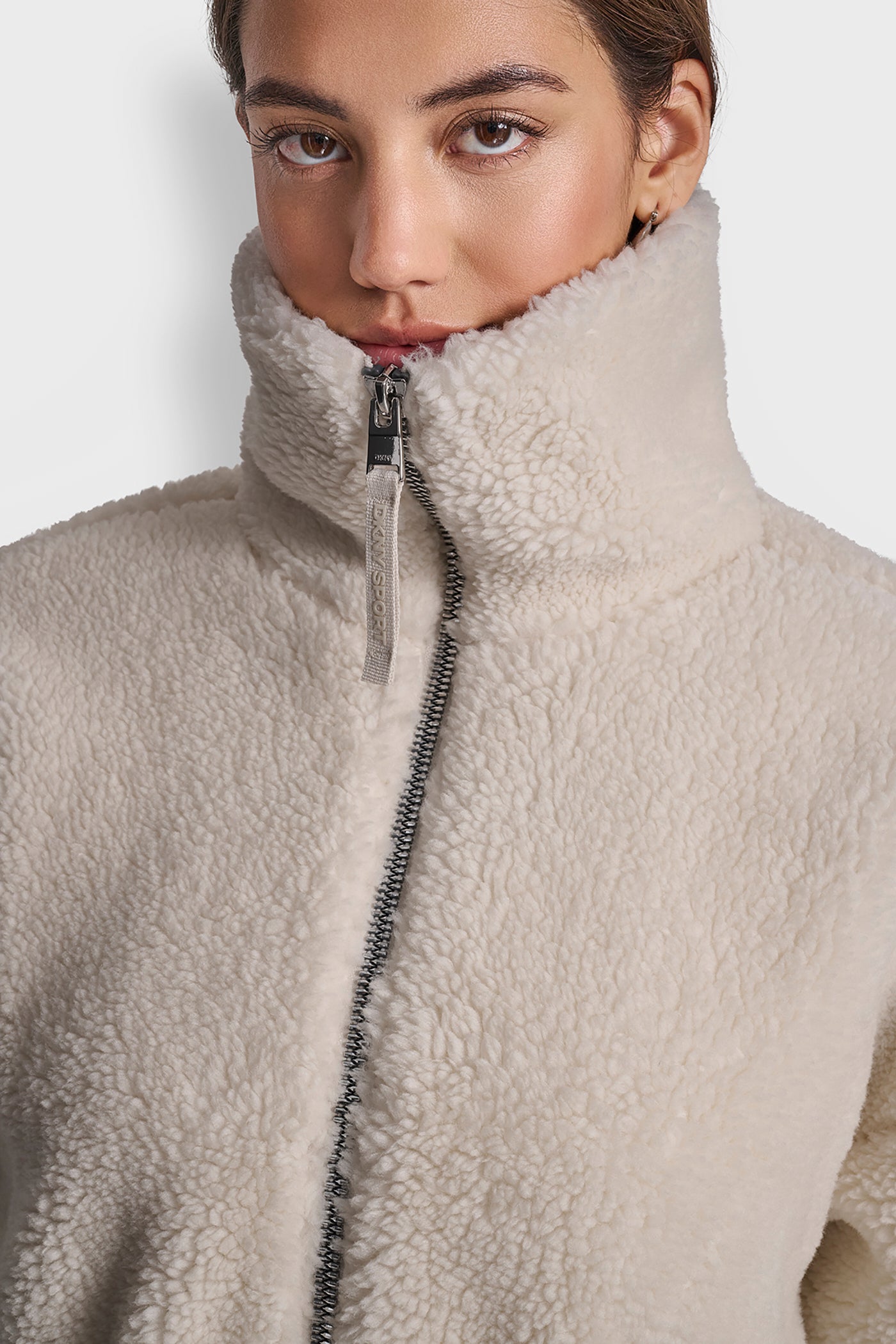 SHERPA MOCK NECK CURVED HEM JACKET WITH TICKING VIEW 5 | Cold Weather Coats SHERPA MOCK NECK CURVED HEM JACKET WITH TICKING VIEW 5 | Cold Weather Coats